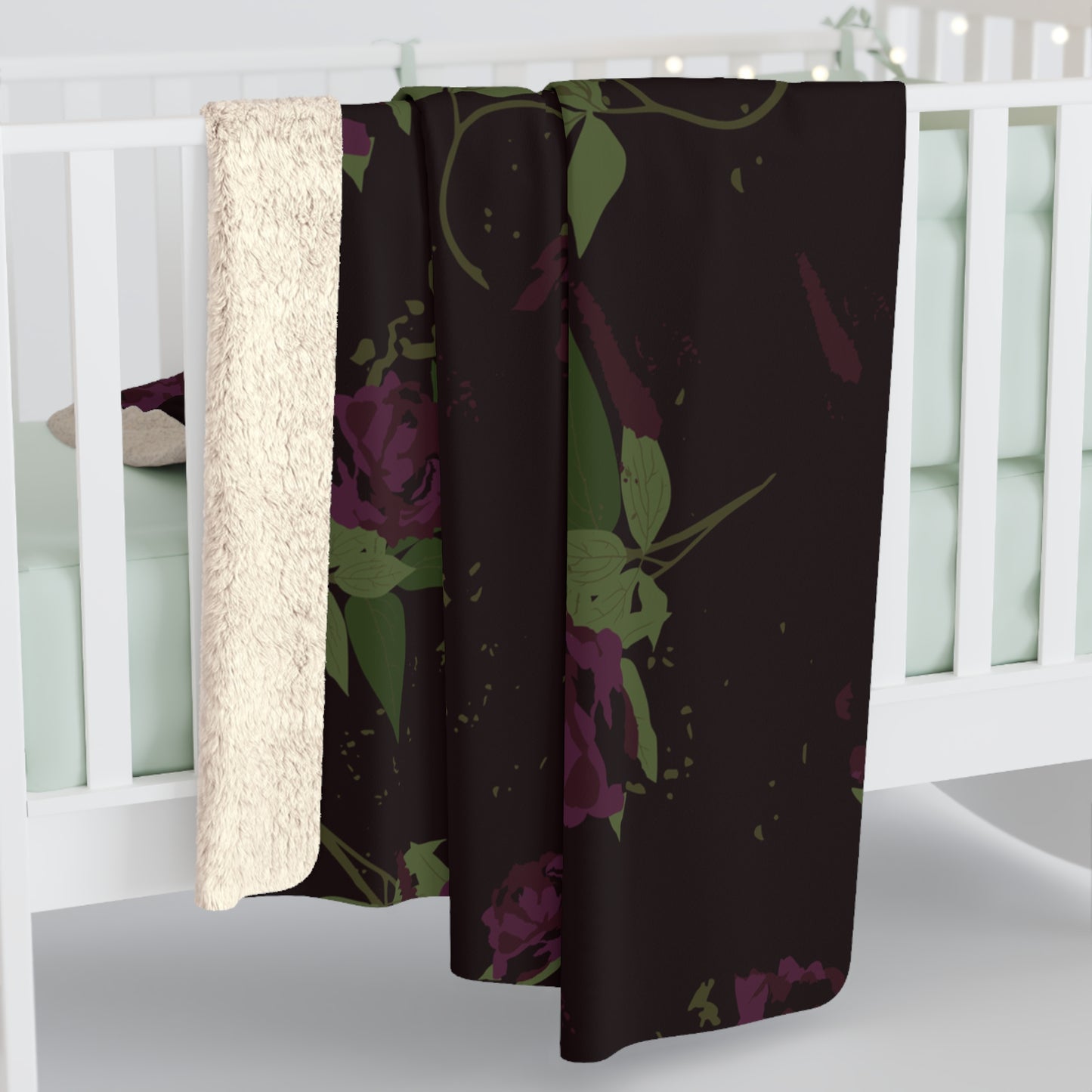 Black Rose Sherpa Fleece Blanket