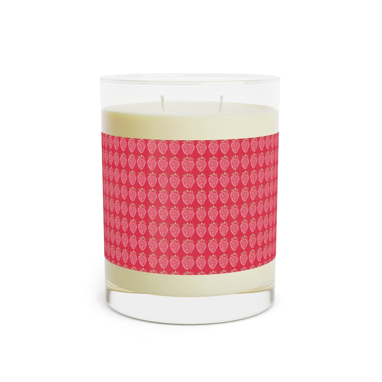 Strawberry Stamp Scented Candle in hot pink - Full Glass, 11oz