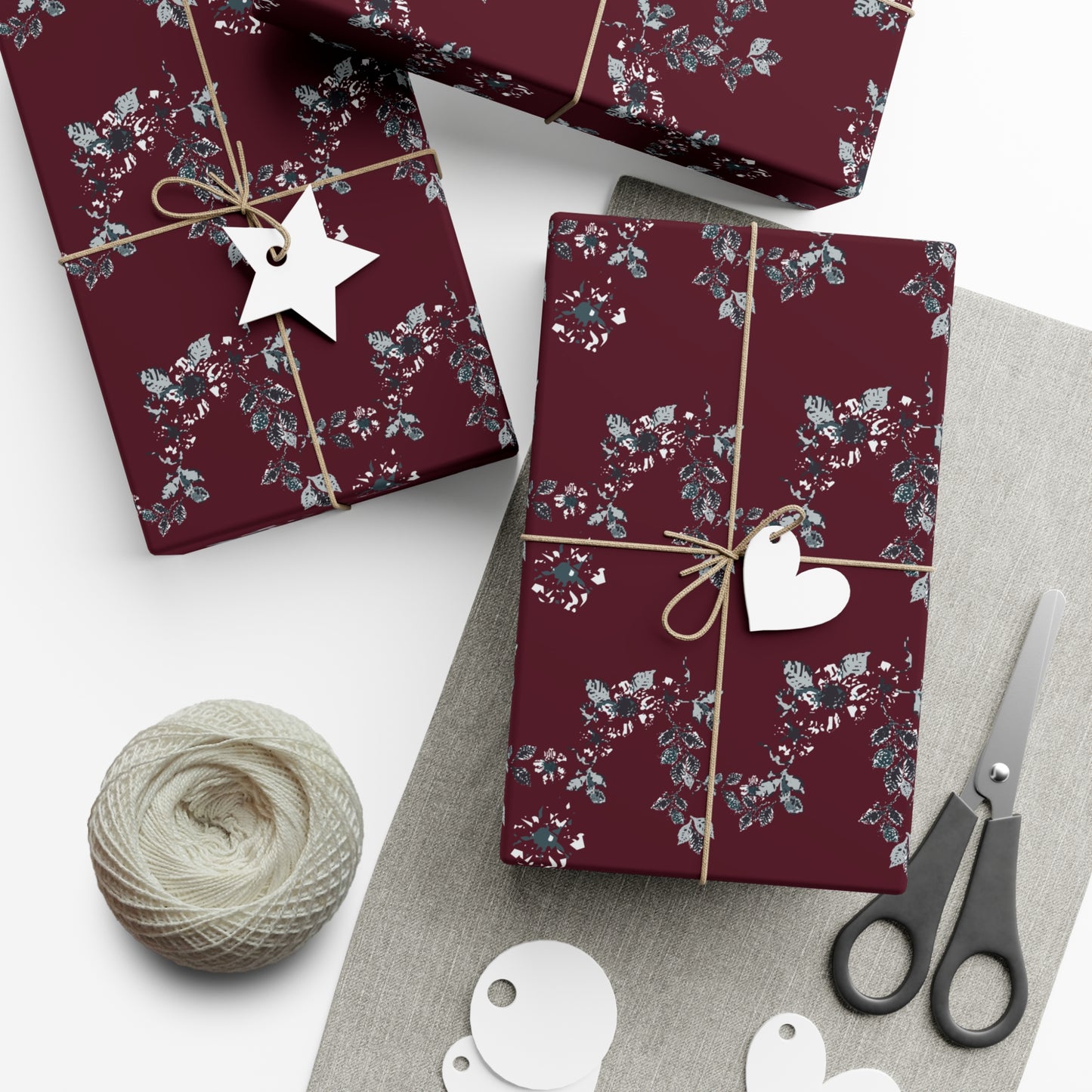 Cottage Vine Santa print Gift Wrap