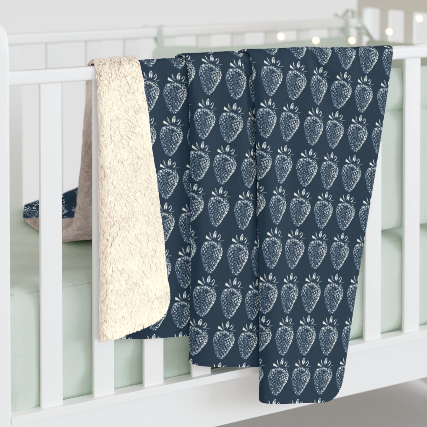 Sherpa Fleece Blanket with Bluejean Berry print