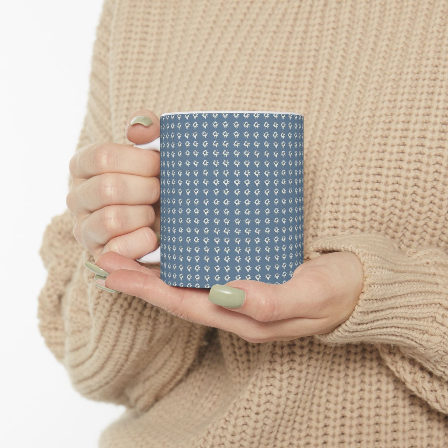 Chic Patterned Ceramic Mug - 11oz & 15oz - Geo Star Print