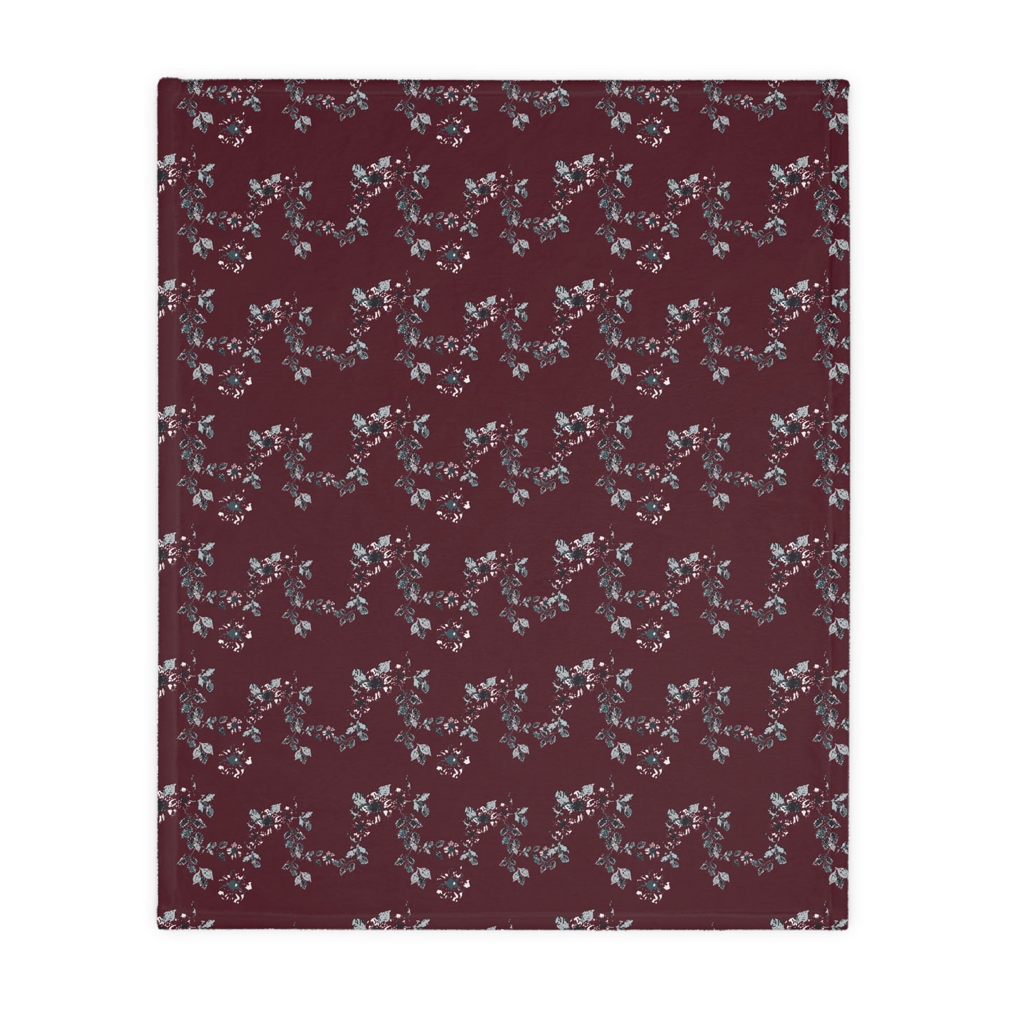 Floral Velveteen Microfiber Blanket - Cottage Vine Santa print