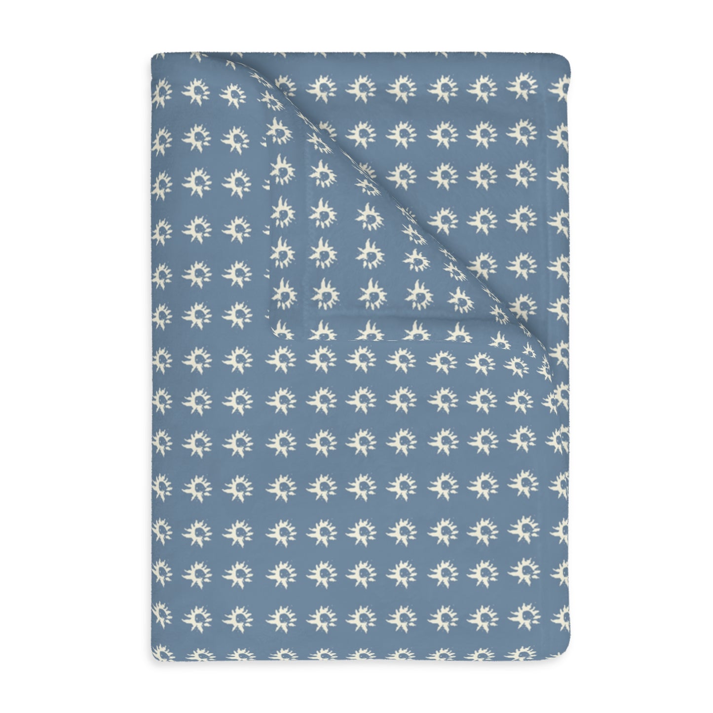 Cozy Velveteen Microfiber Blanket - Denim Geo Star Print