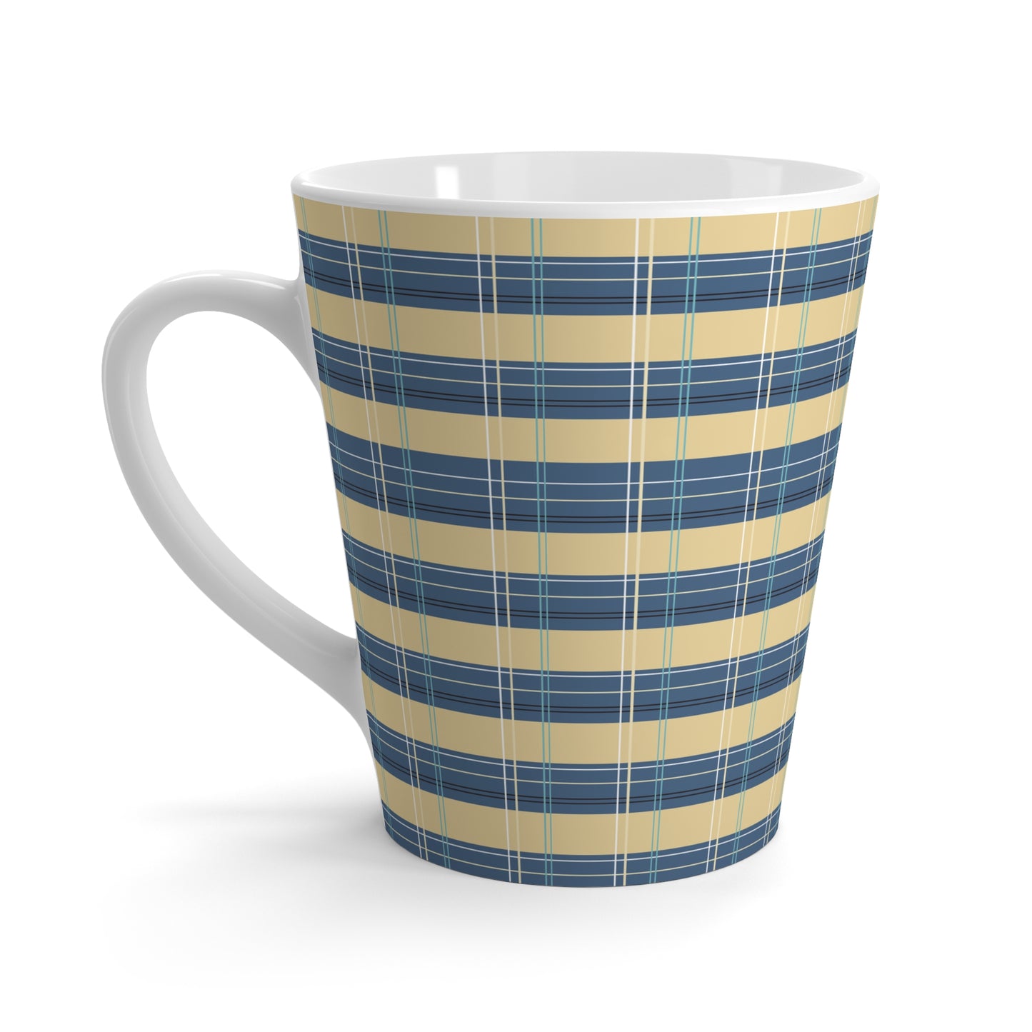 Denim and Gold Plaid print Latte Mug