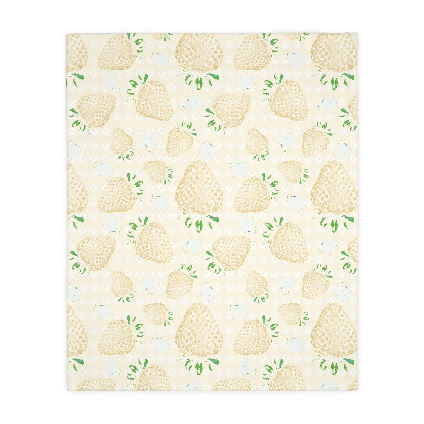 Velveteen Microfiber Blanket -Lemon Retro Strawberry print