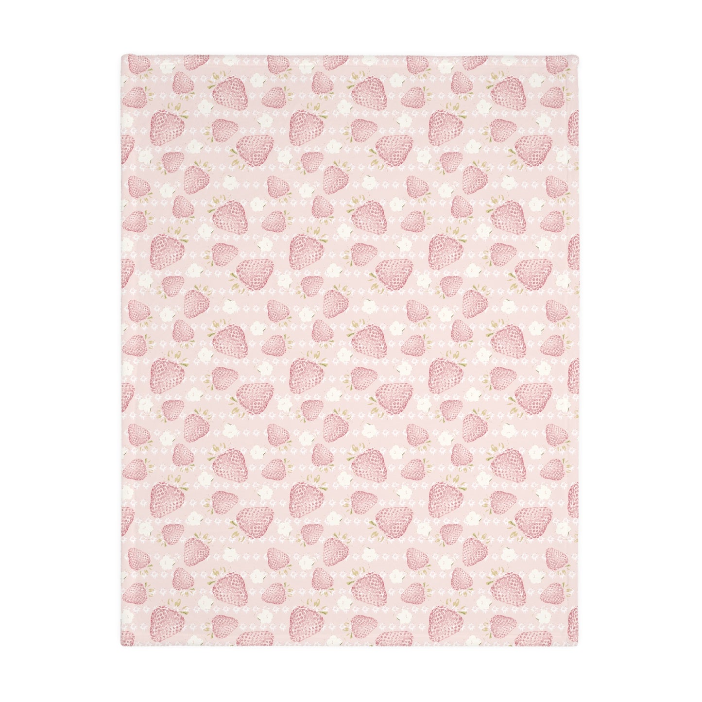 Cozy Velveteen Microfiber Blanket - Retro Strawberry Pattern
