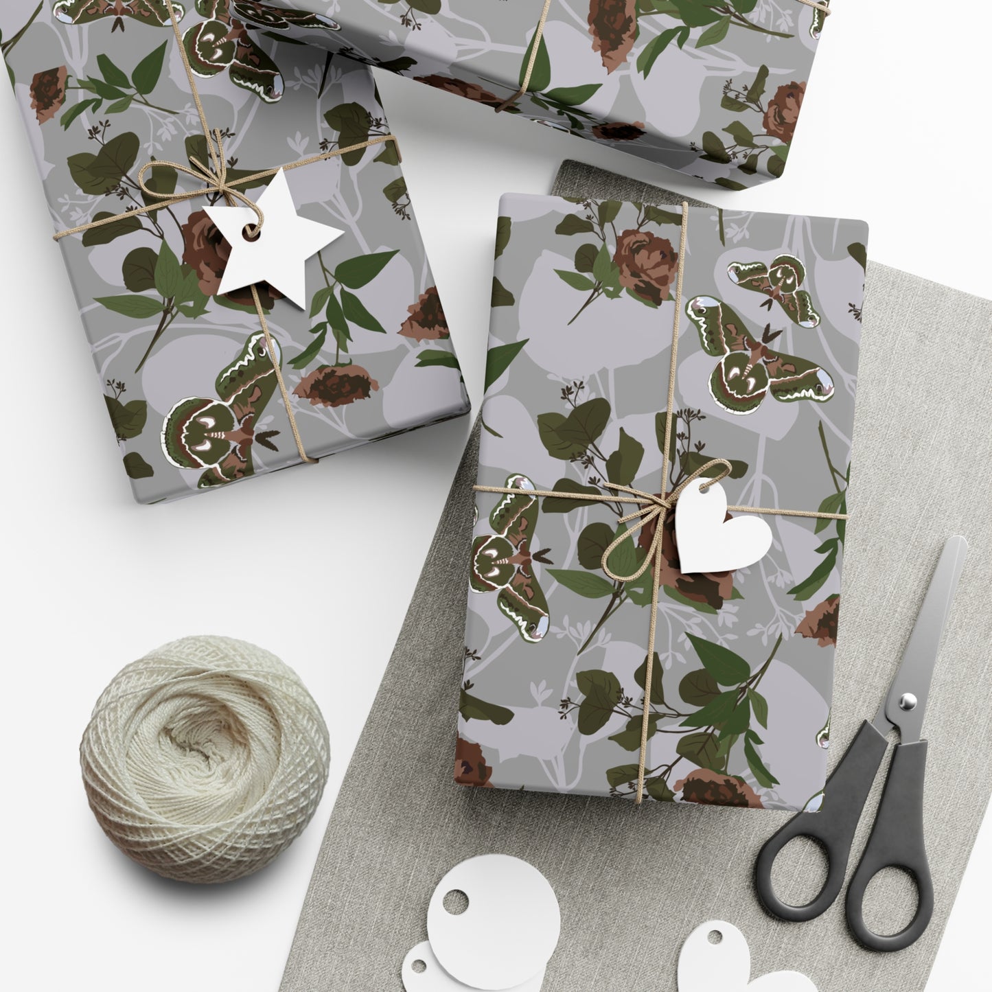 Green Moth Gift Wrap Papers