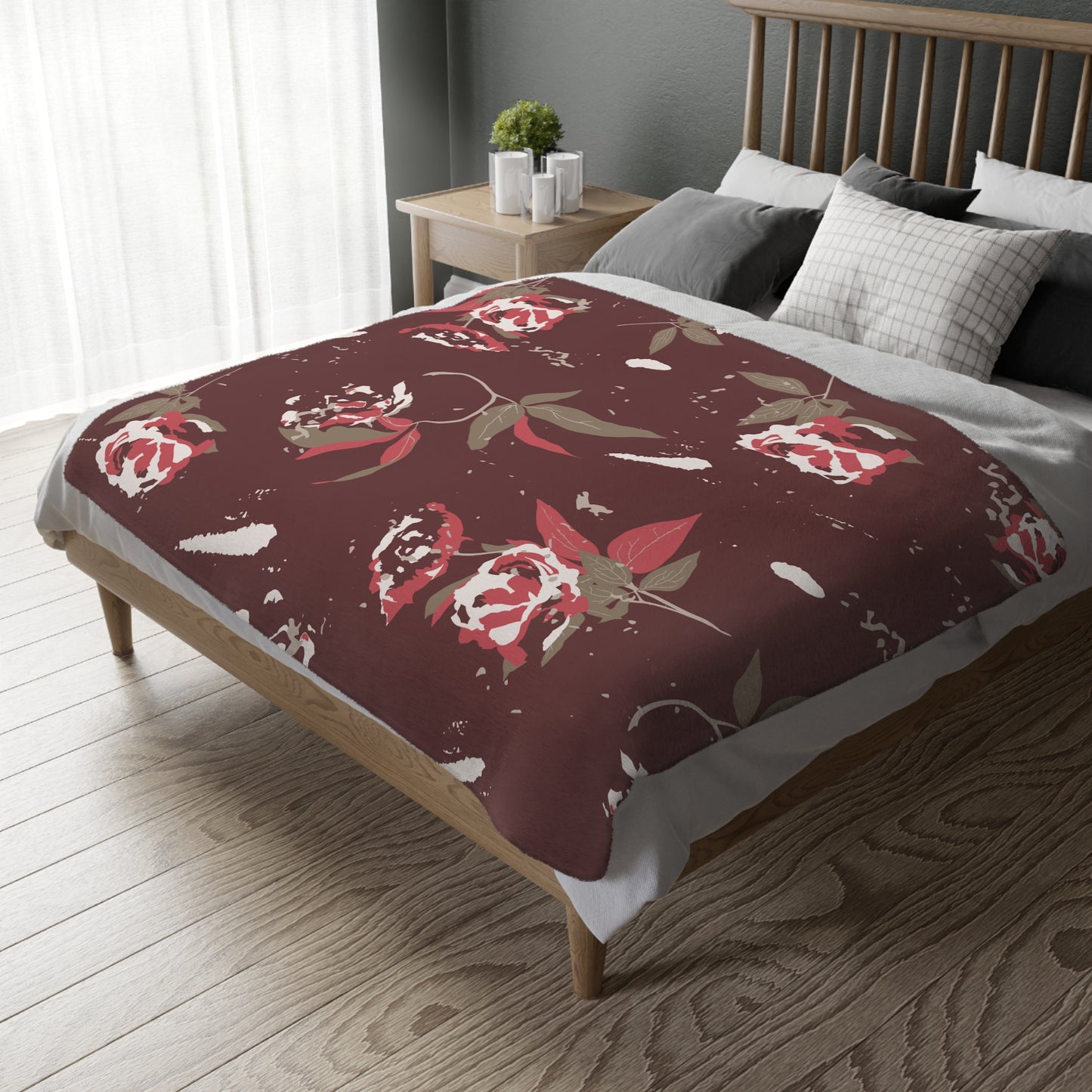 Harvest Rose Velveteen Blanket