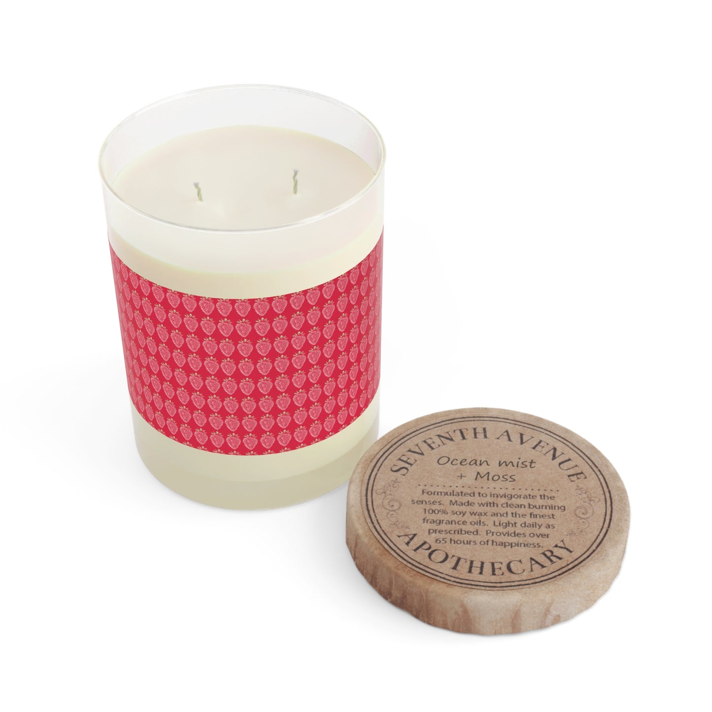 Strawberry Stamp Scented Candle in hot pink - Full Glass, 11oz