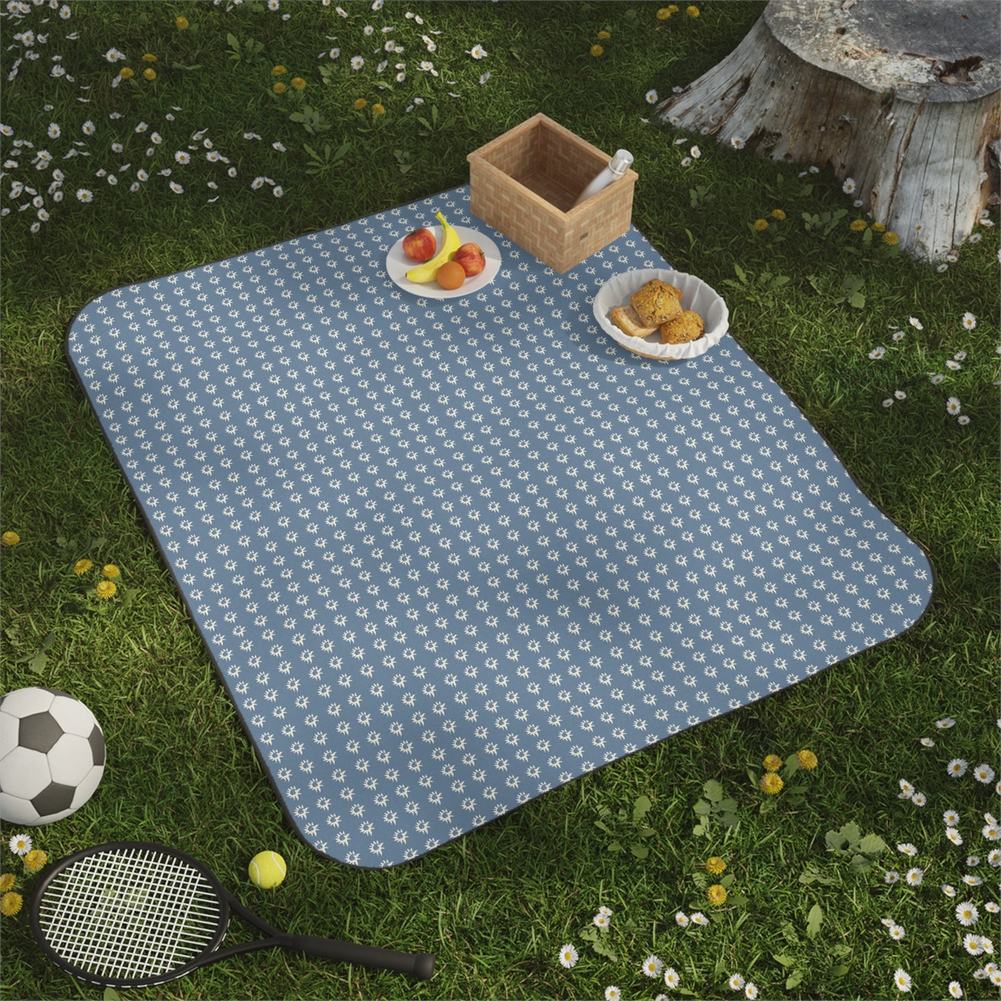 Denim Geo Star Patterned Picnic Blanket for Outdoor Adventures