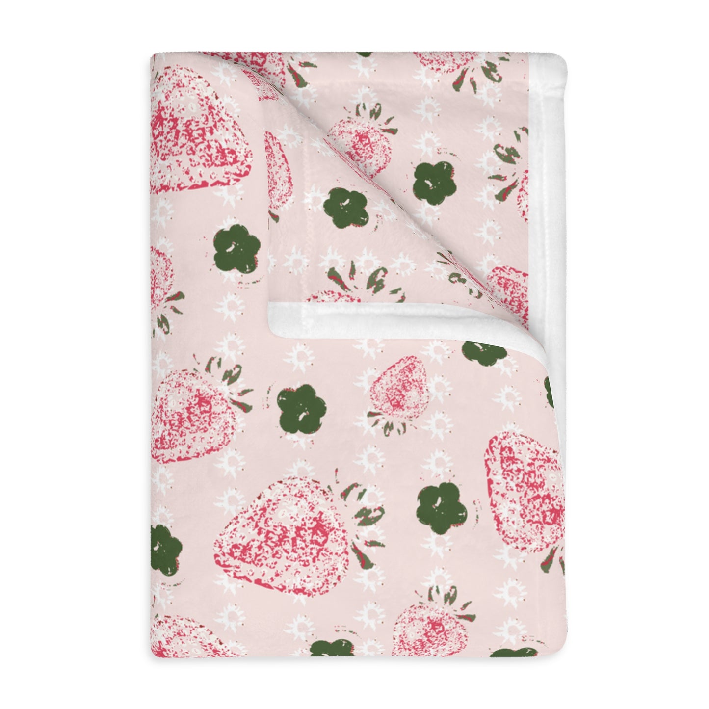 Cozy Velveteen Microfiber Blanket with Retro Strawberry print