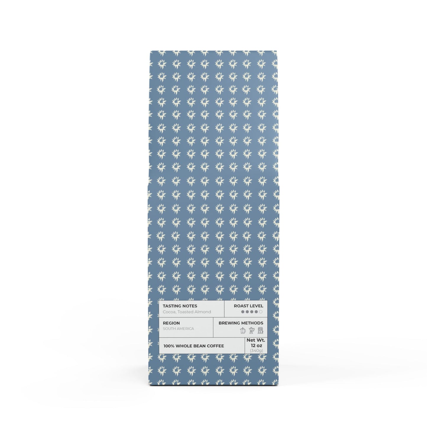 Cascades Coffee Blend (Medium-Dark Roast) with Denim Geo Star print