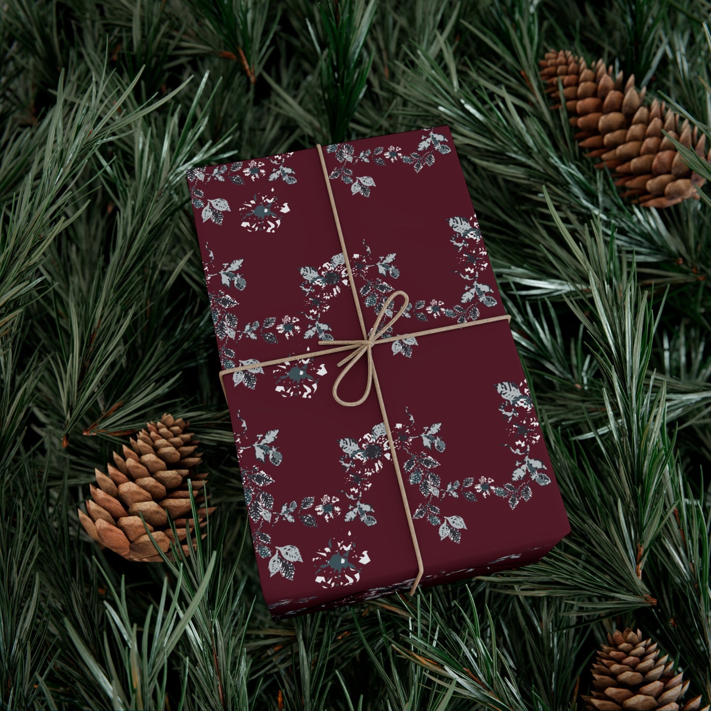 Cottage Vine Santa print Gift Wrap