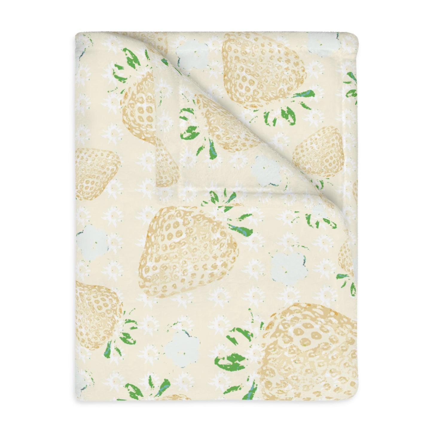 Velveteen Microfiber Blanket -Lemon Retro Strawberry print