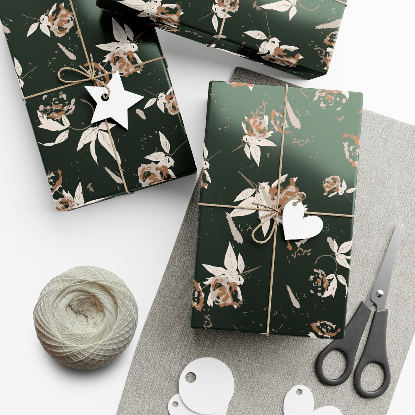 Gift Wrap Papers : Evergreen Rose Print