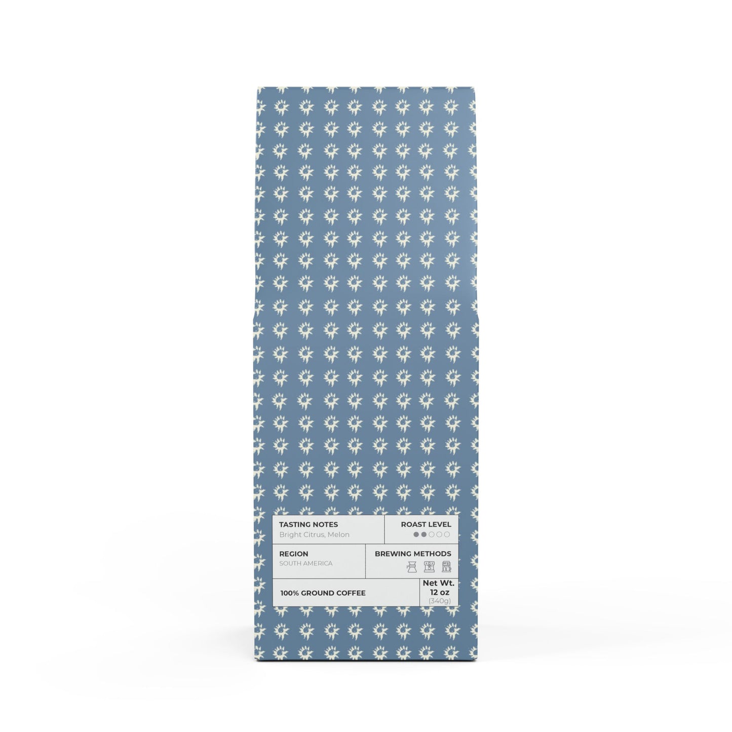 Colombia Single Origin Coffee (Light-Medium Roast) with Denim Geo Star print