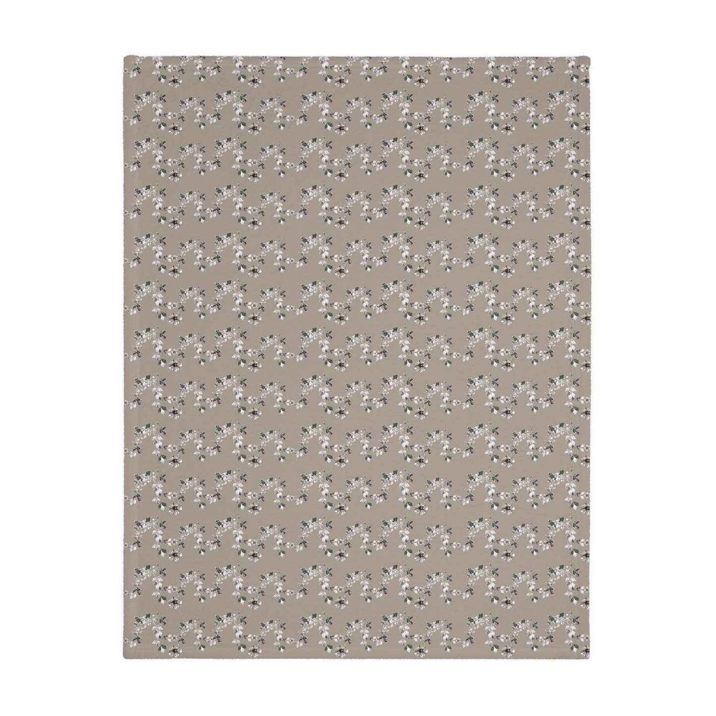 Cozy Floral Velveteen Microfiber Blanket - Cottage Vine Taupe print