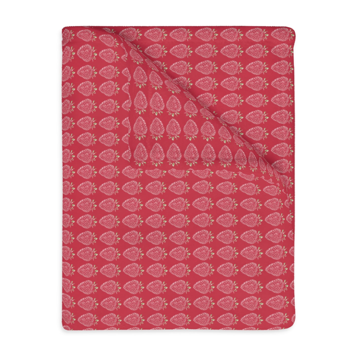 Cozy Velveteen Microfiber Blanket - Strawberry Stamp print