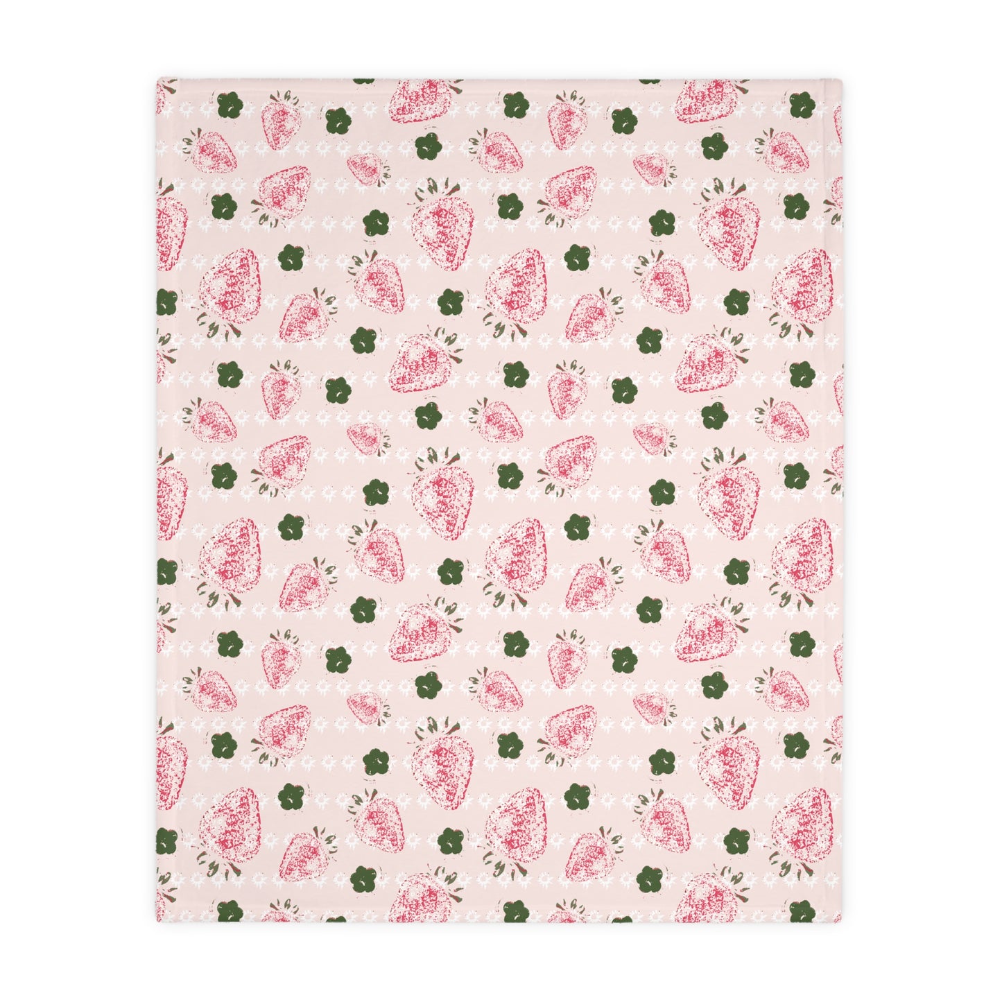 Cozy Velveteen Microfiber Blanket with Retro Strawberry print