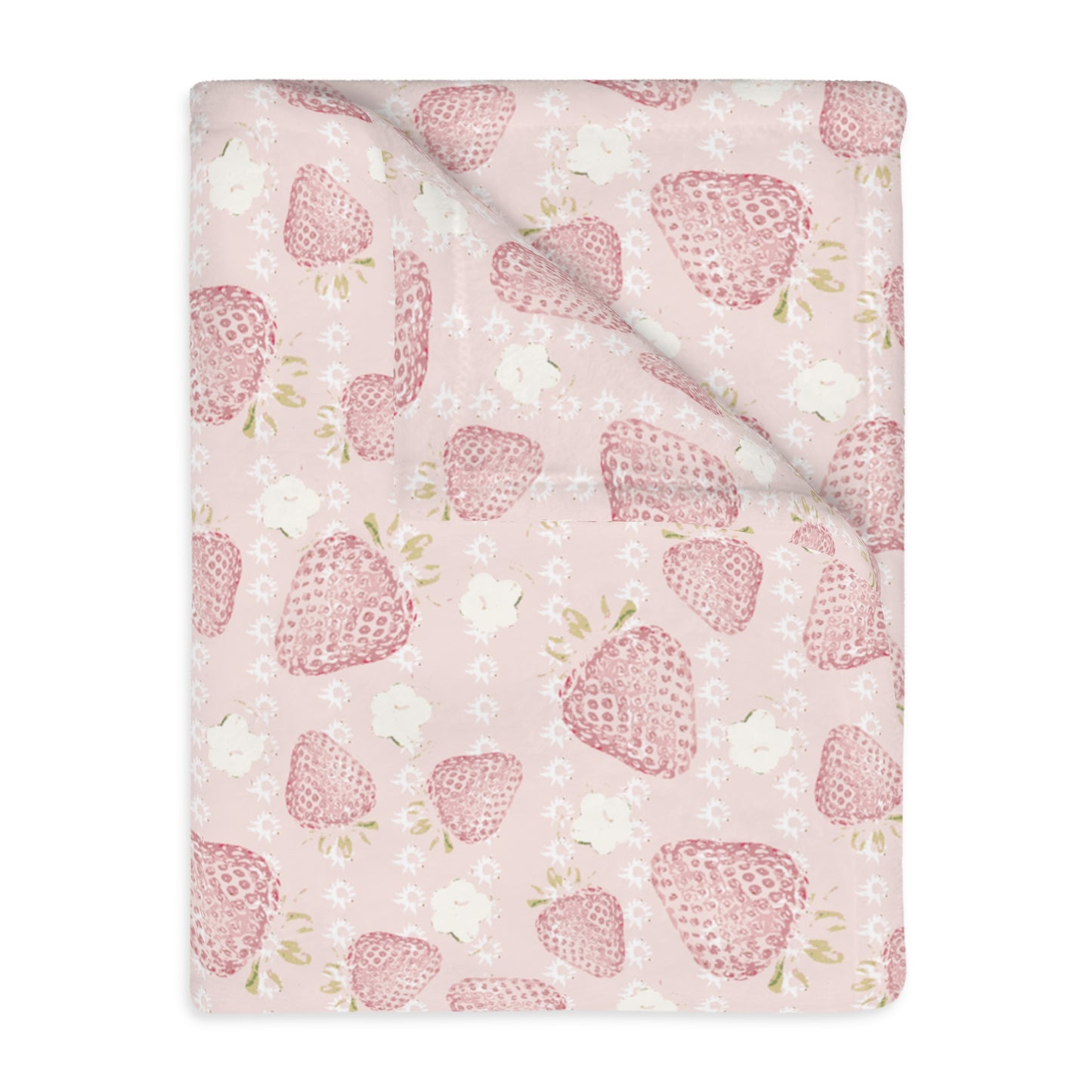 Cozy Velveteen Microfiber Blanket - Retro Strawberry Pattern