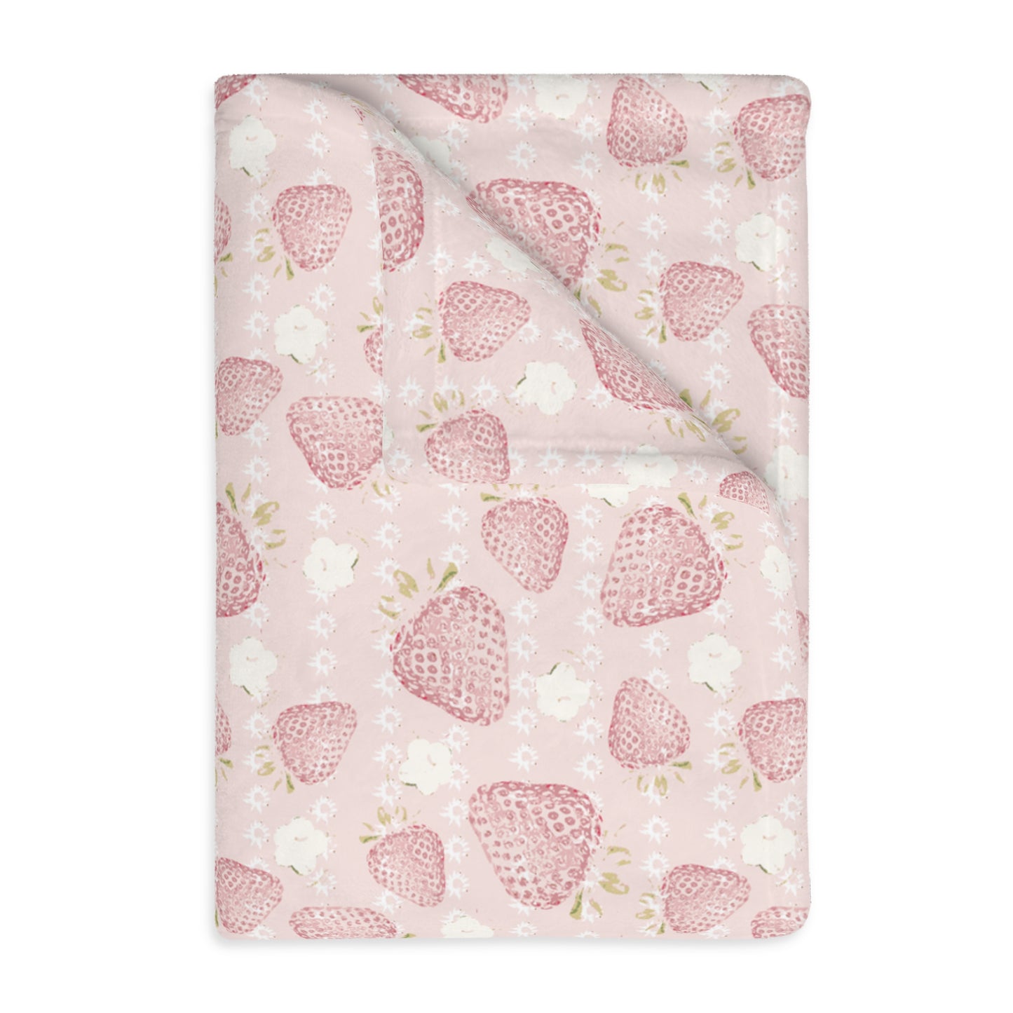 Cozy Velveteen Microfiber Blanket - Retro Strawberry Pattern