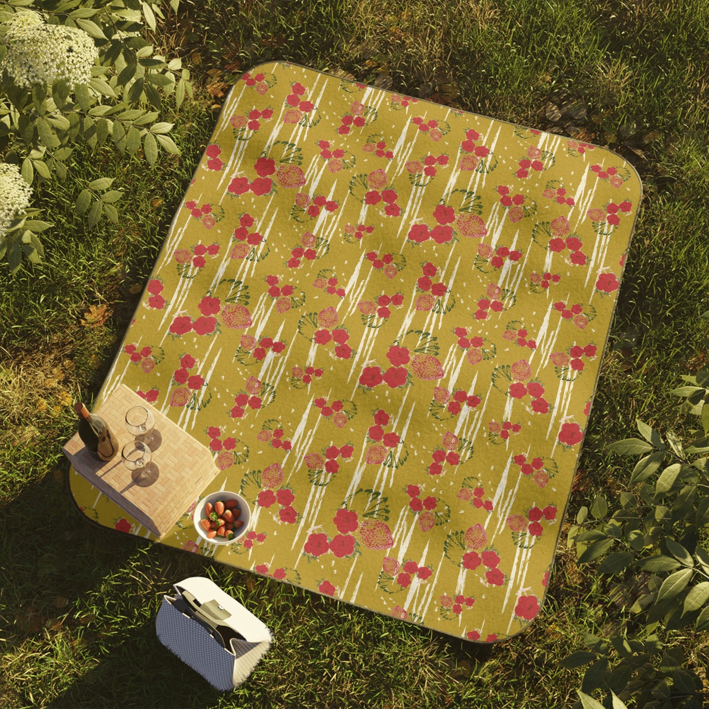 Picnic Blanket - Chartreuse Berry Print