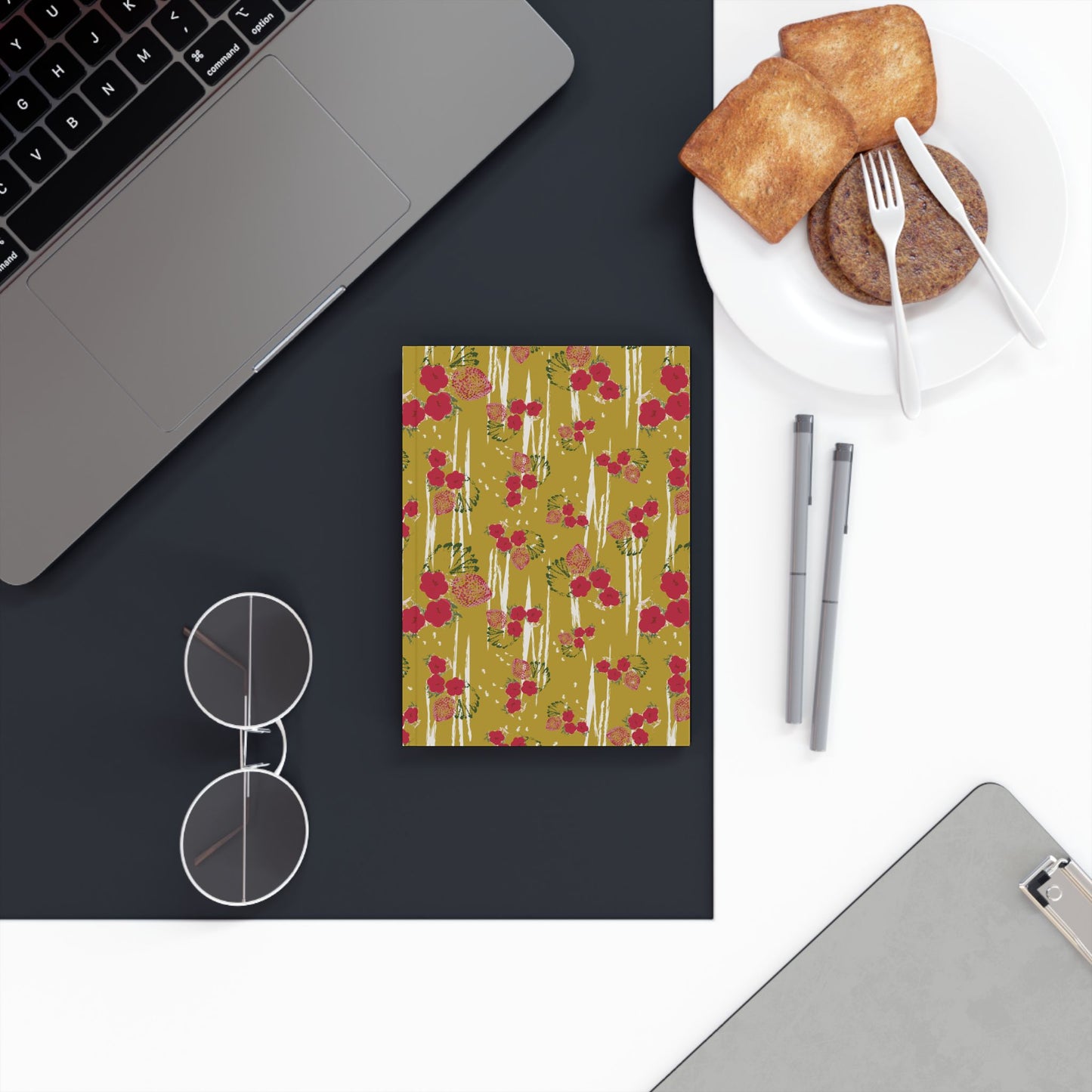 Hard Backed Journal - Chartreuse Berry Print