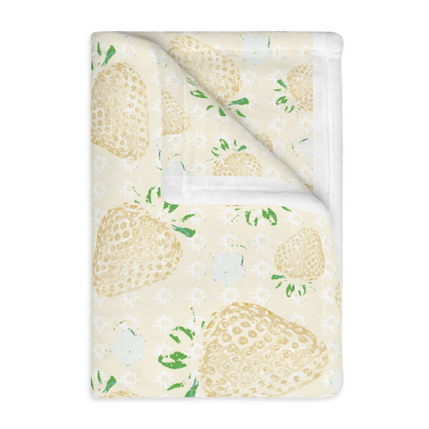 Velveteen Microfiber Blanket -Lemon Retro Strawberry print