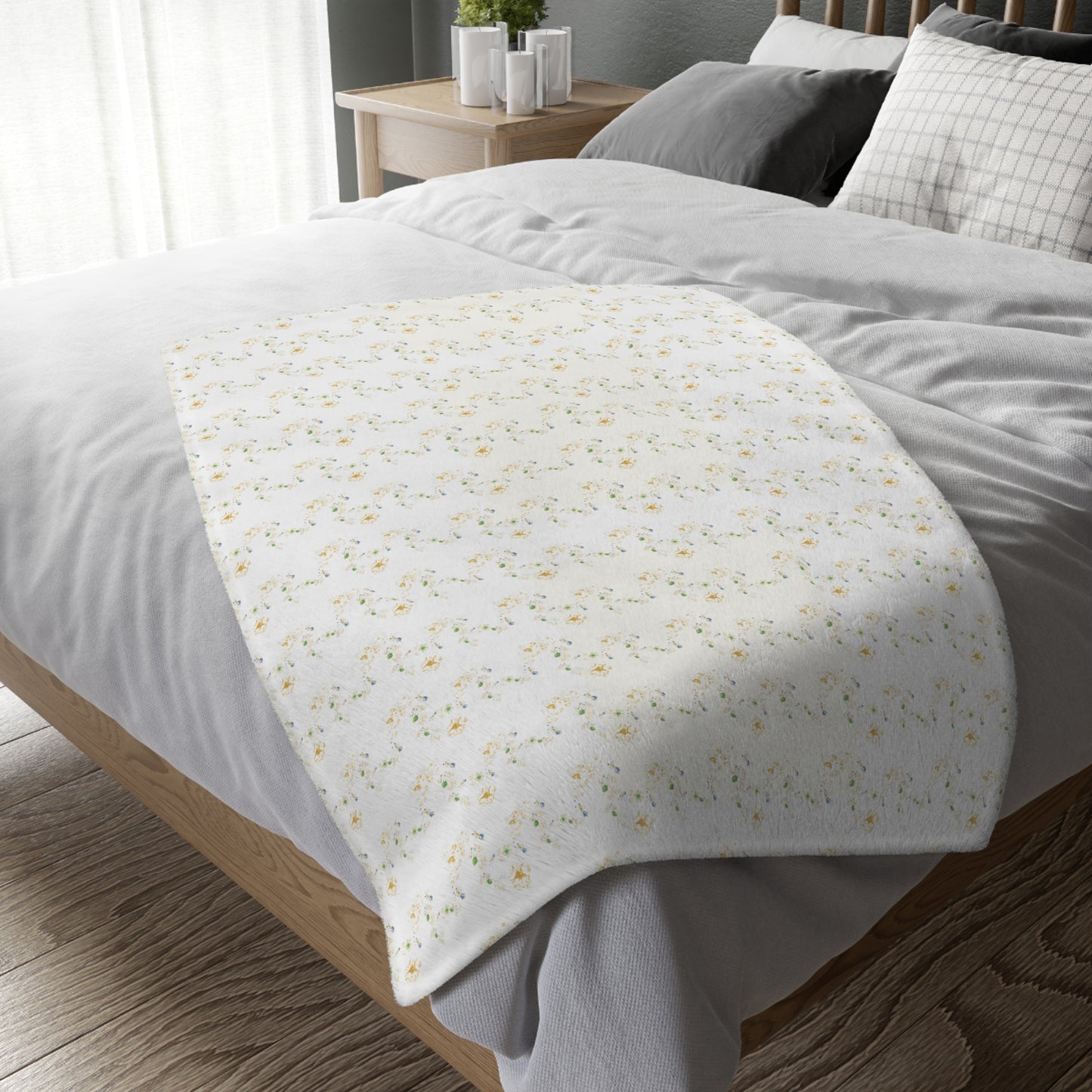 Butter Yellow Vining Velveteen Blanket