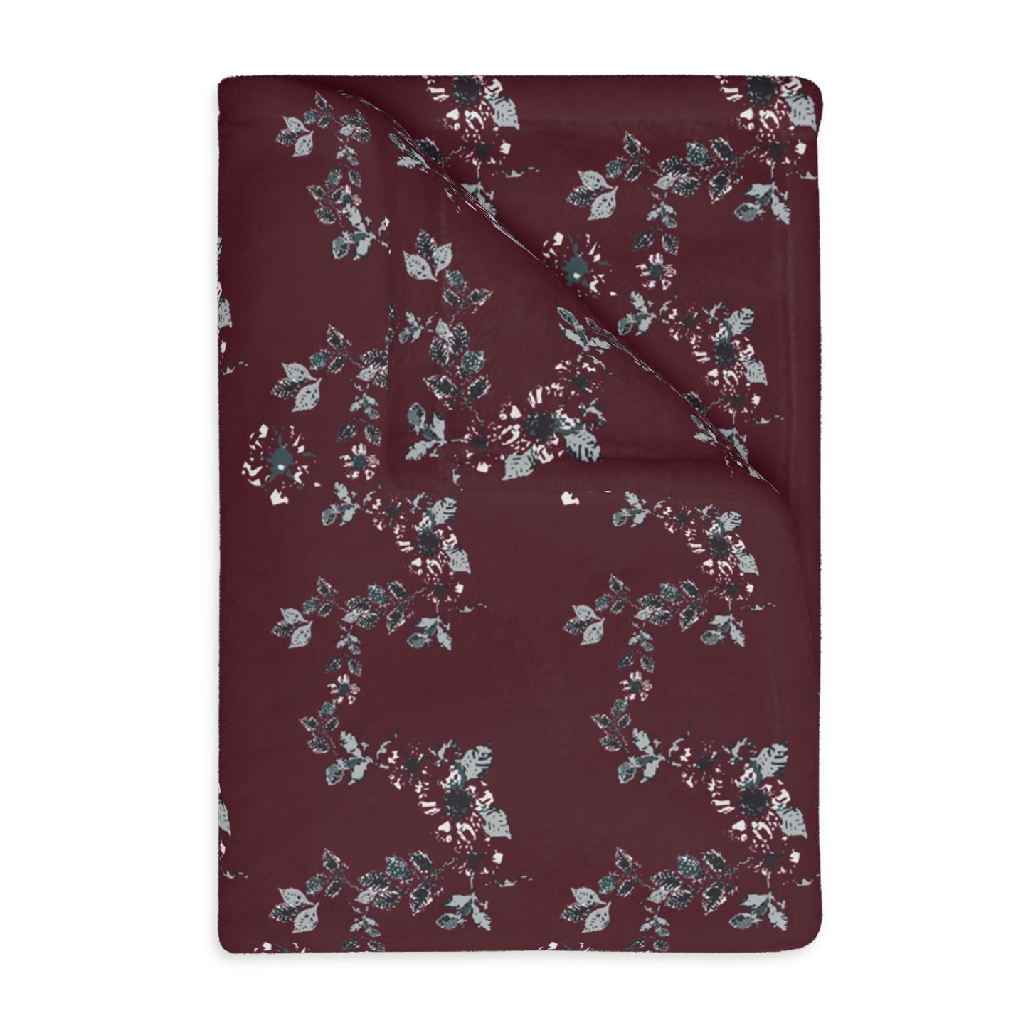 Floral Velveteen Microfiber Blanket - Cottage Vine Santa print