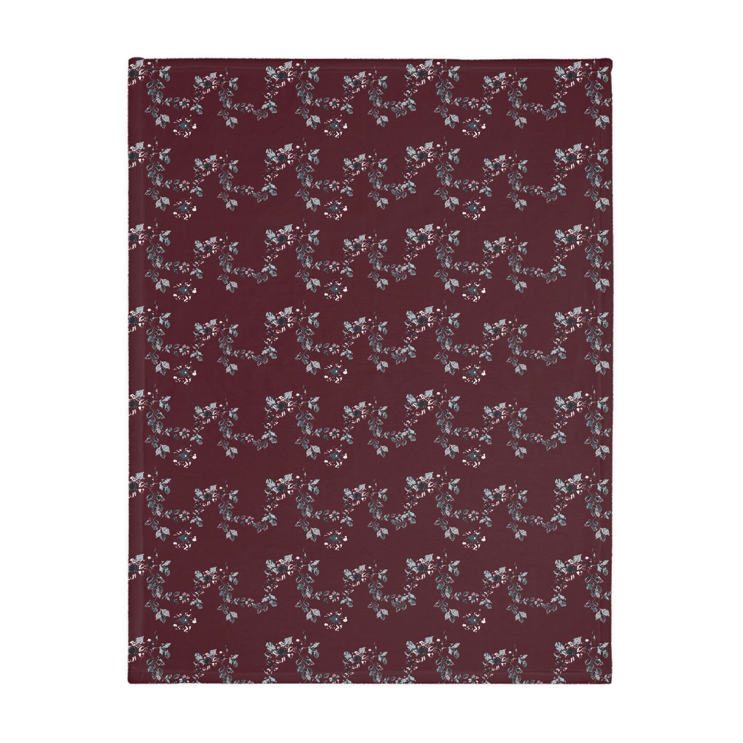 Floral Velveteen Microfiber Blanket - Cottage Vine Santa print