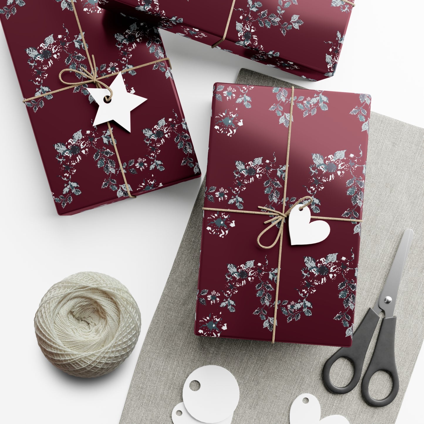 Cottage Vine Santa print Gift Wrap