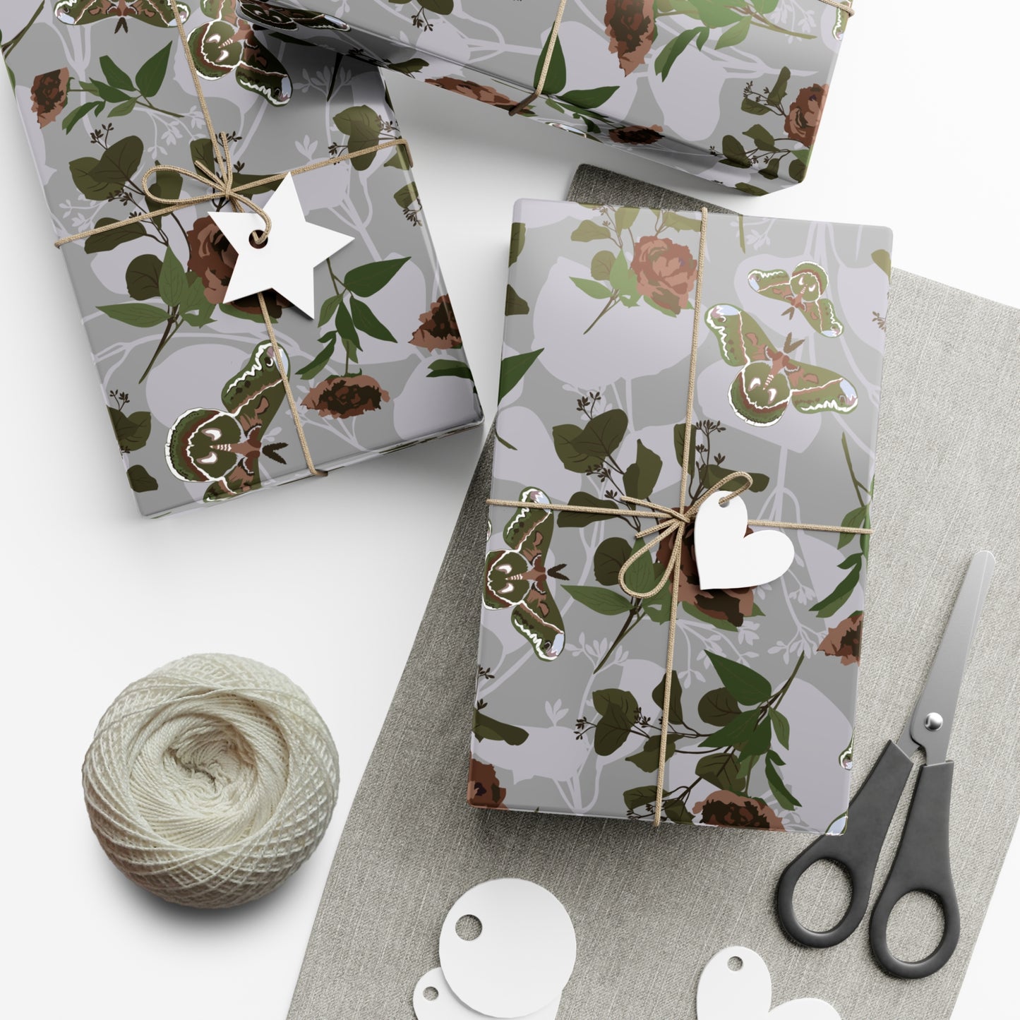 Green Moth Gift Wrap Papers