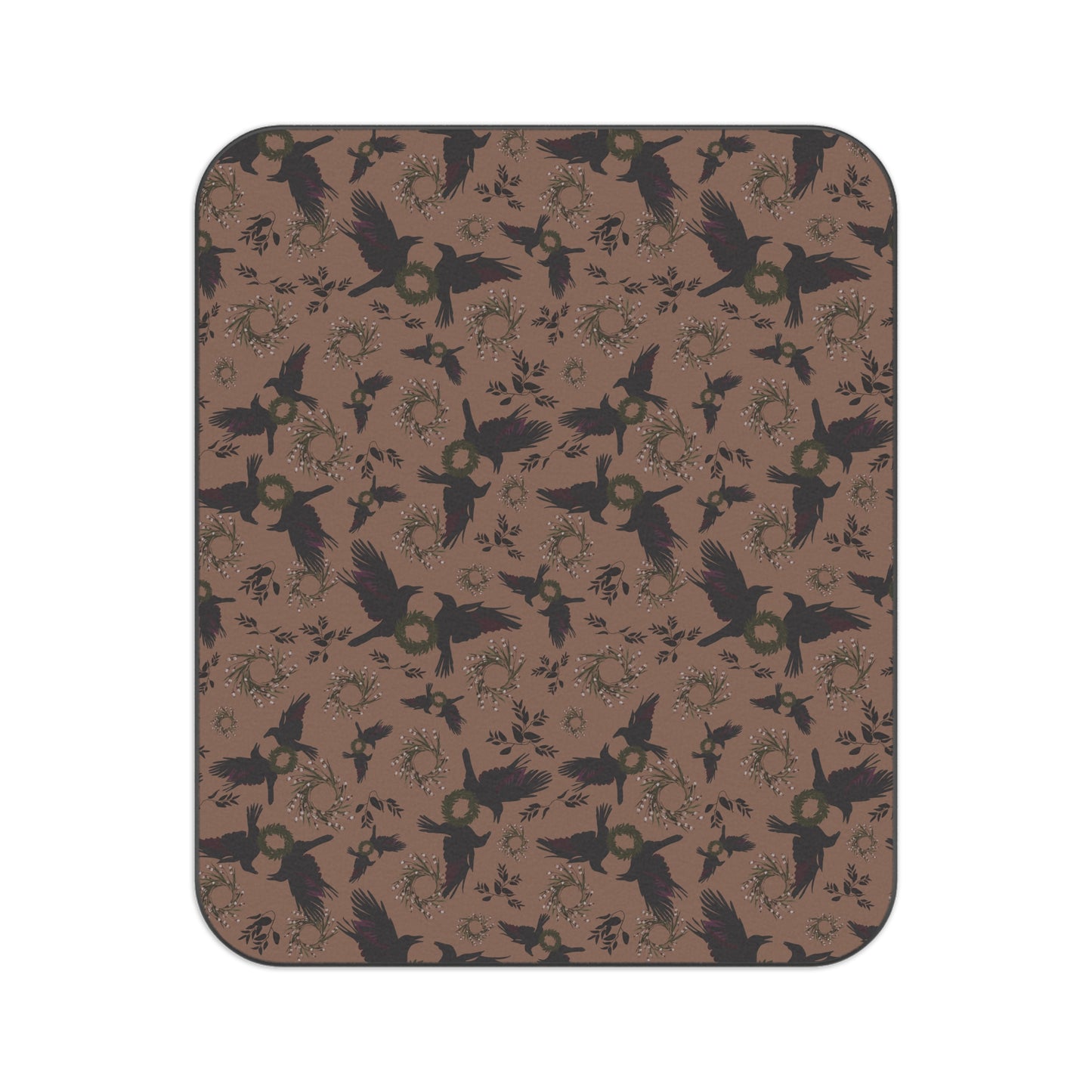 Rustic Nature Themed Picnic Blanket - Autumn Raven print