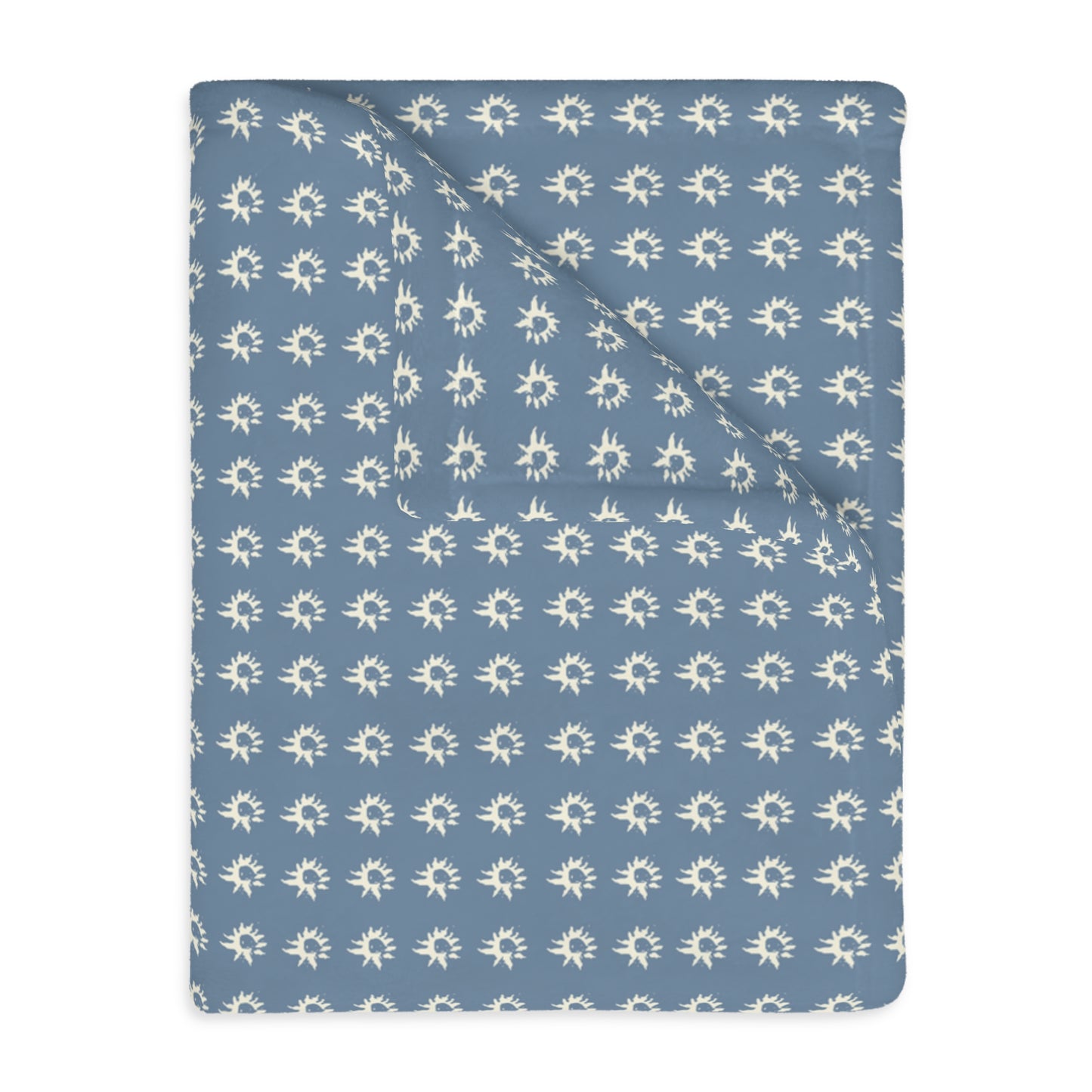 Cozy Velveteen Microfiber Blanket - Denim Geo Star Print