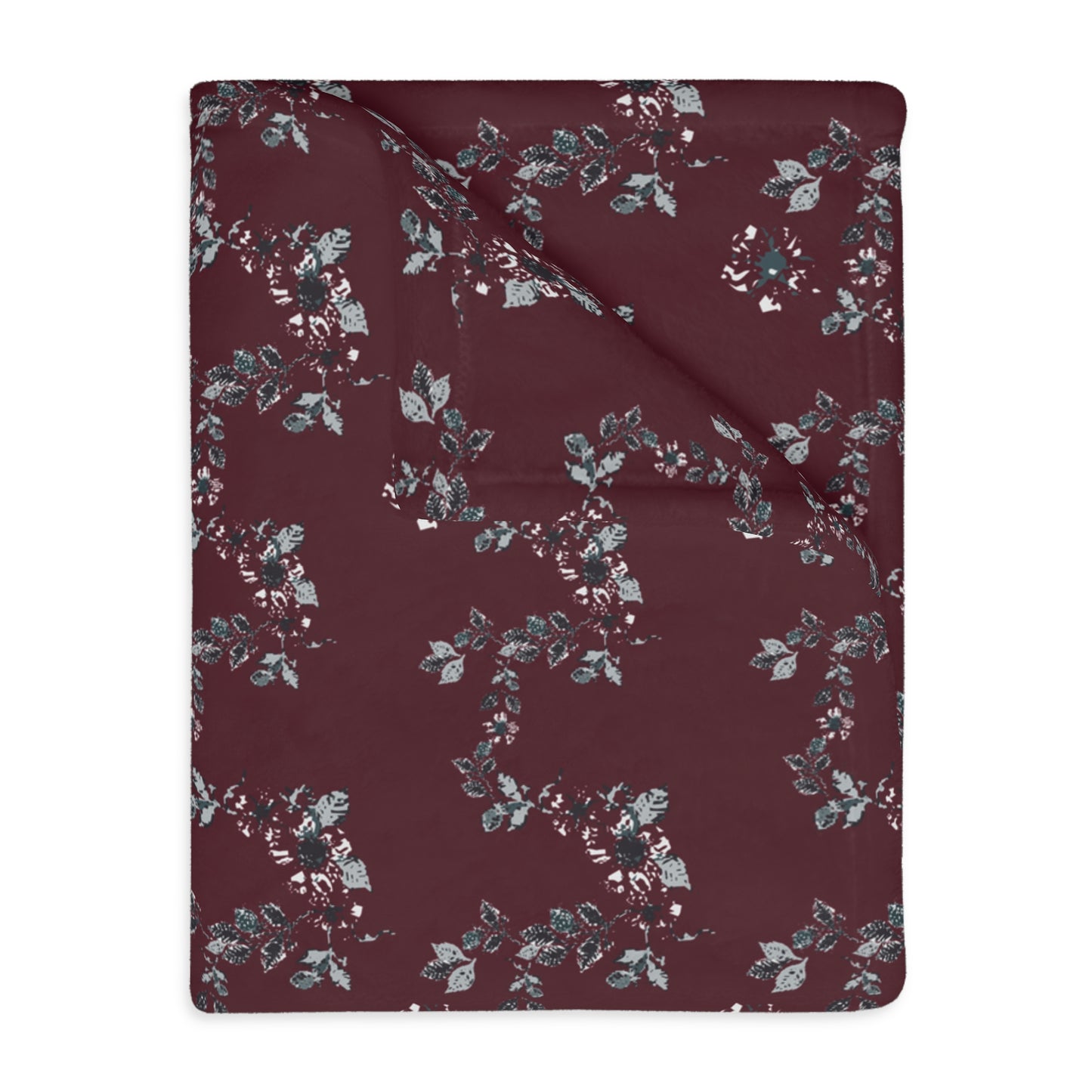 Floral Velveteen Microfiber Blanket - Cottage Vine Santa print