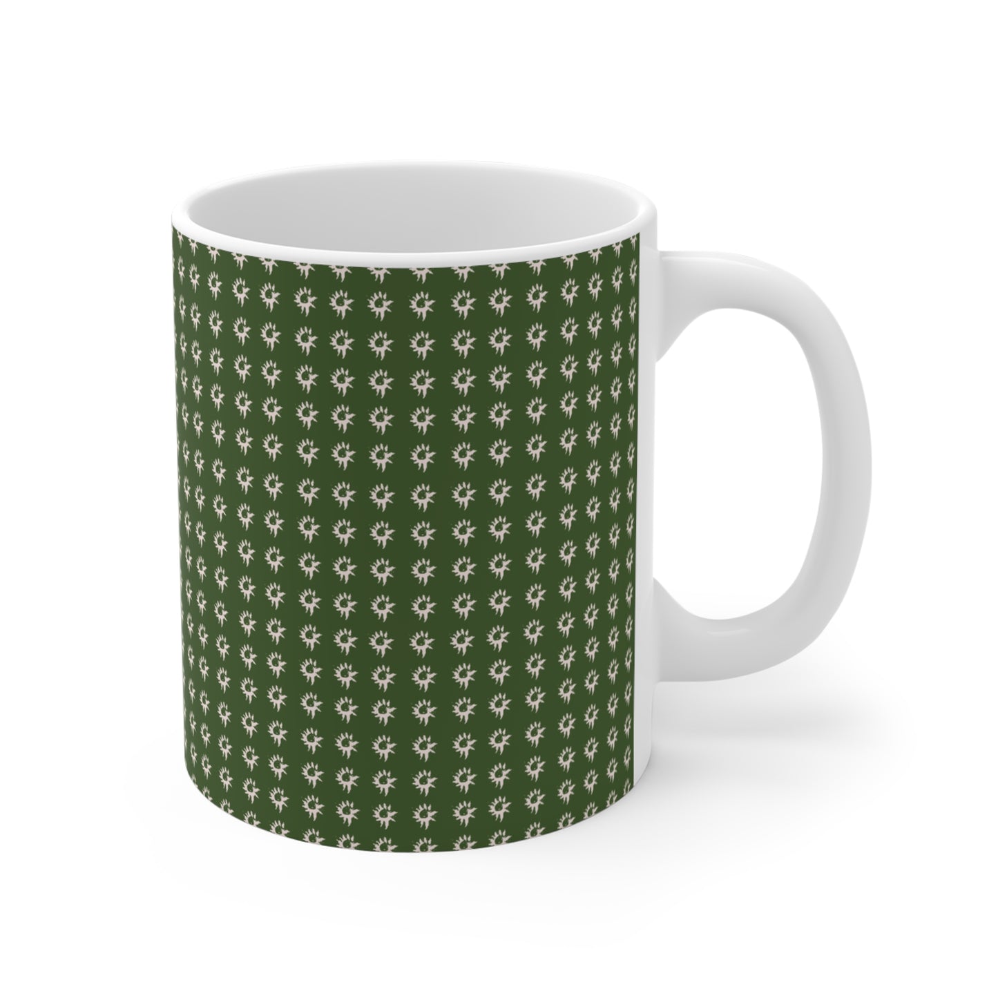 Mug 11oz : Forest Green Geo Star print
