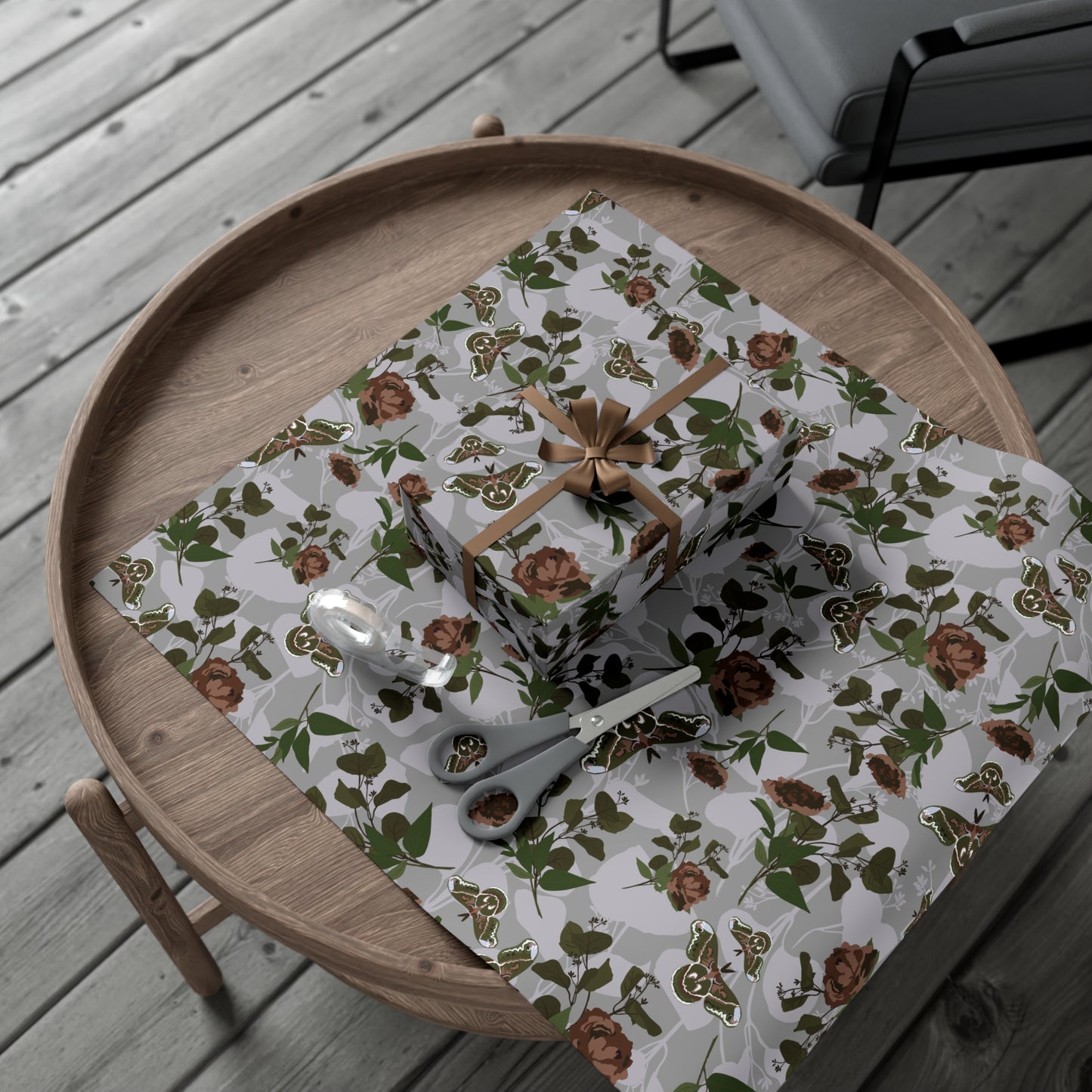 Green Moth Gift Wrap Papers