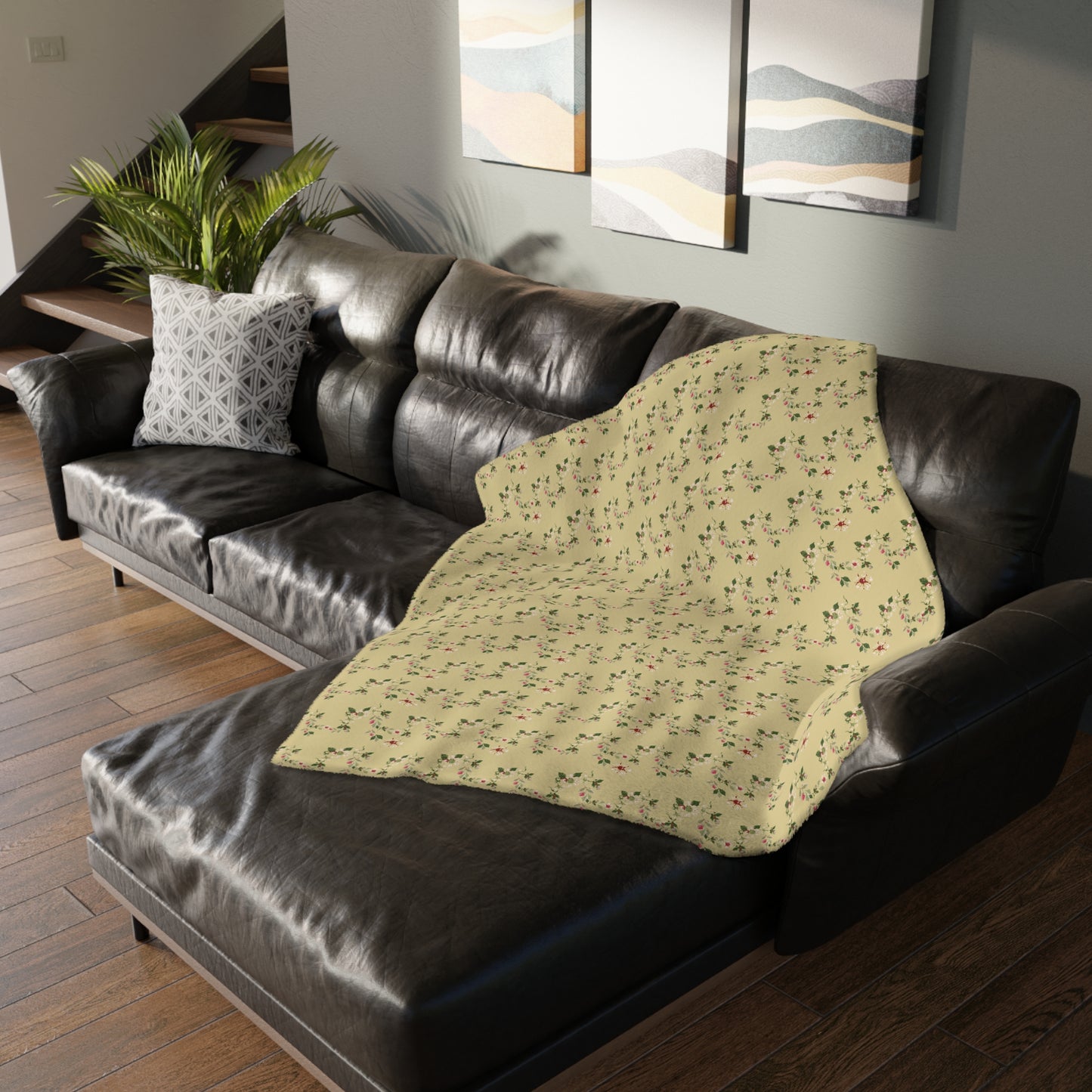 Cozy Floral Velveteen Microfiber Blanket - Cottage Vine print
