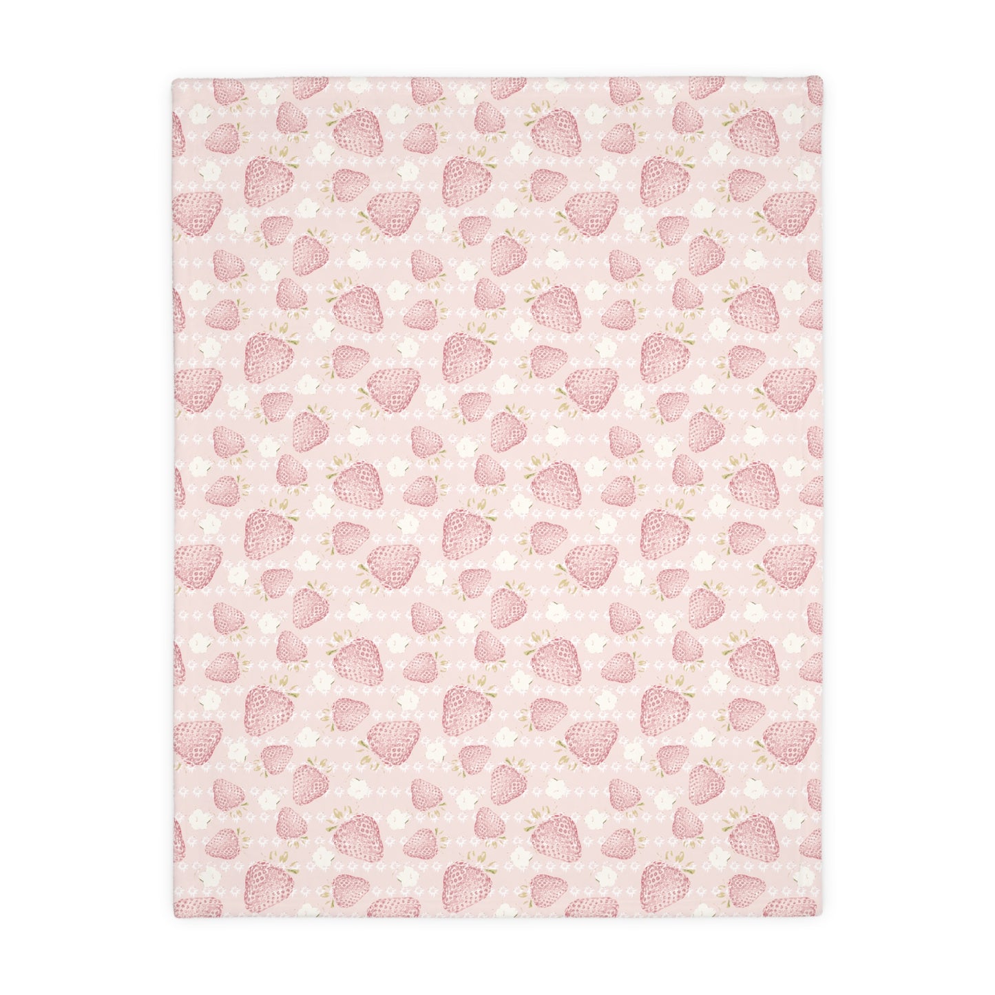 Cozy Velveteen Microfiber Blanket - Retro Strawberry Pattern