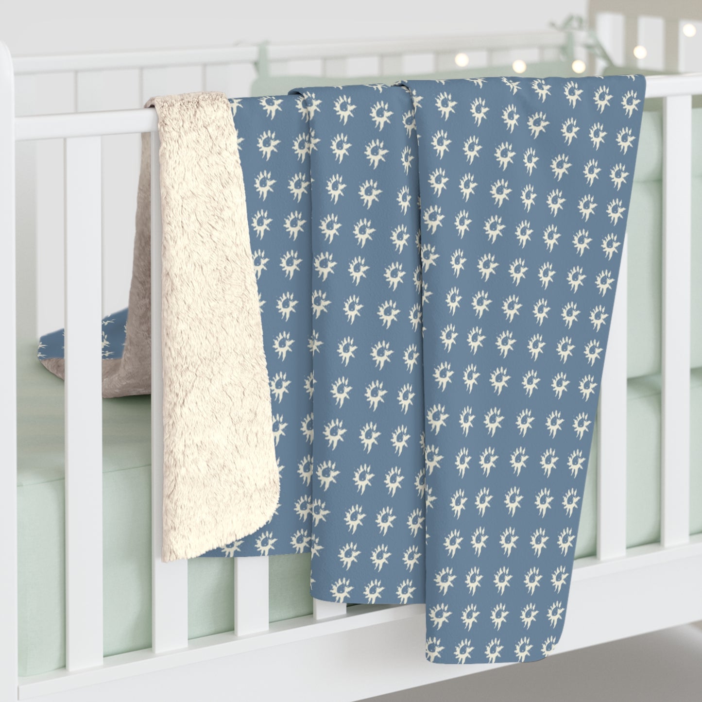 Cozy Sherpa Fleece Blanket with Denim Geo Star pattern