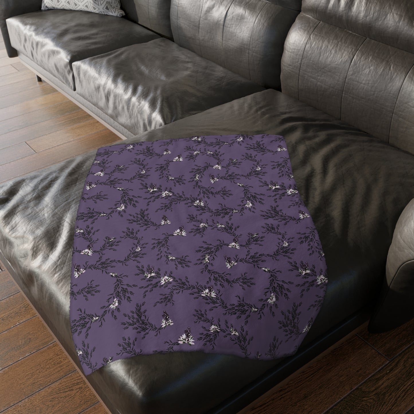 Velveteen Blanket - Autumn Daisy in Deep Purple