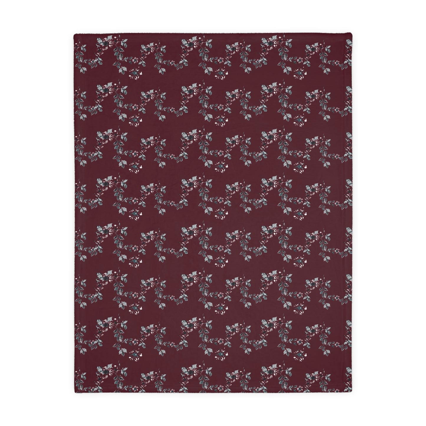 Floral Velveteen Microfiber Blanket - Cottage Vine Santa print