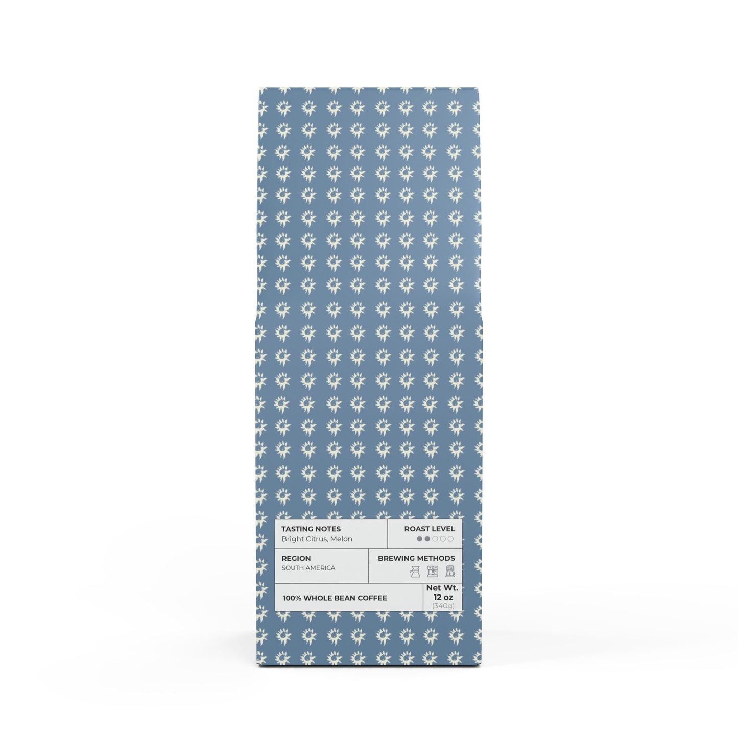 Colombia Single Origin Coffee (Light-Medium Roast) with Denim Geo Star print