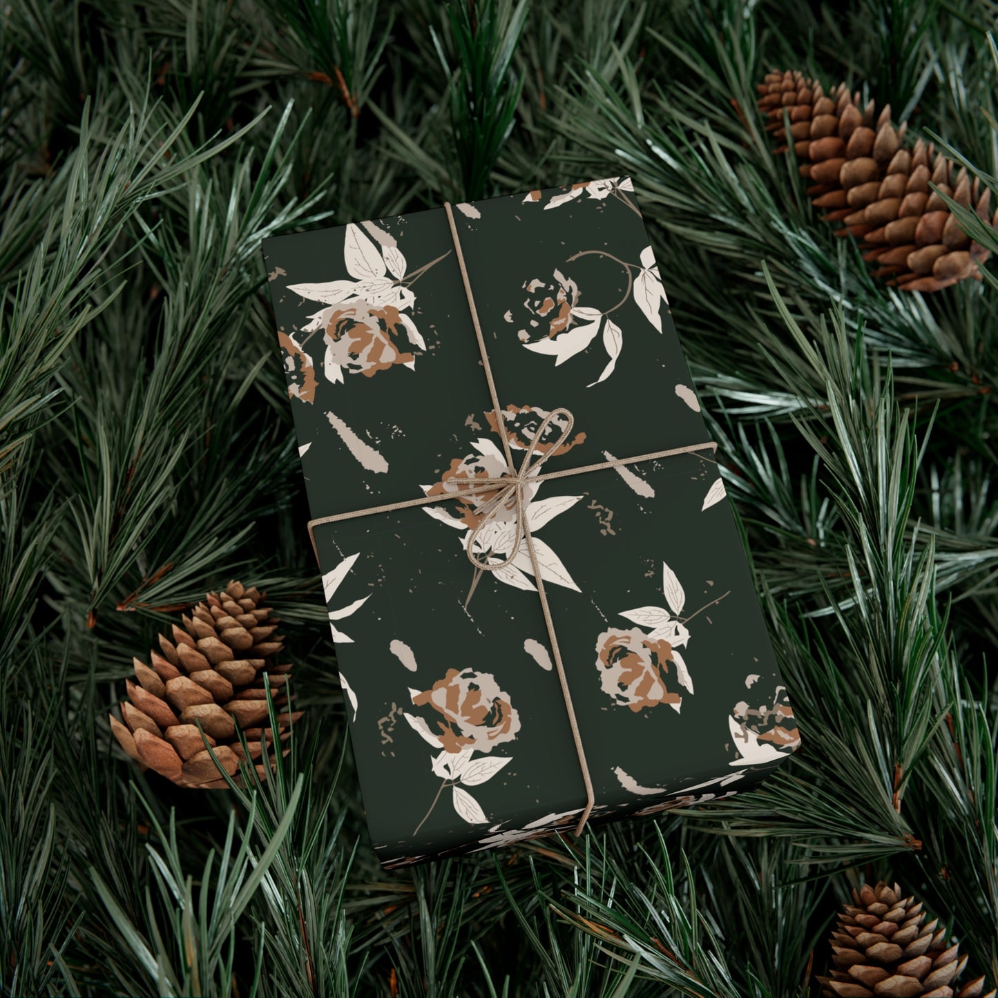Gift Wrap Papers : Evergreen Rose Print