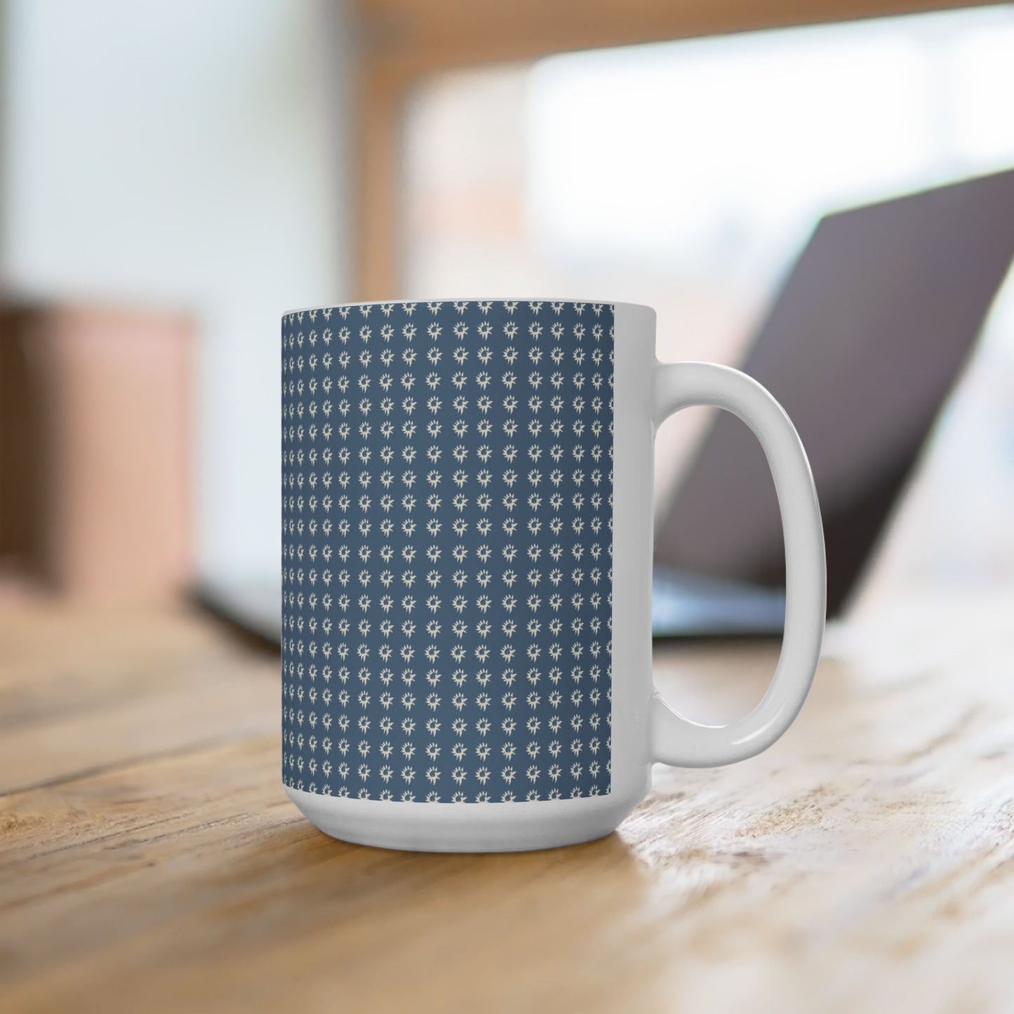 Chic Patterned Ceramic Mug - 11oz & 15oz - Geo Star Print