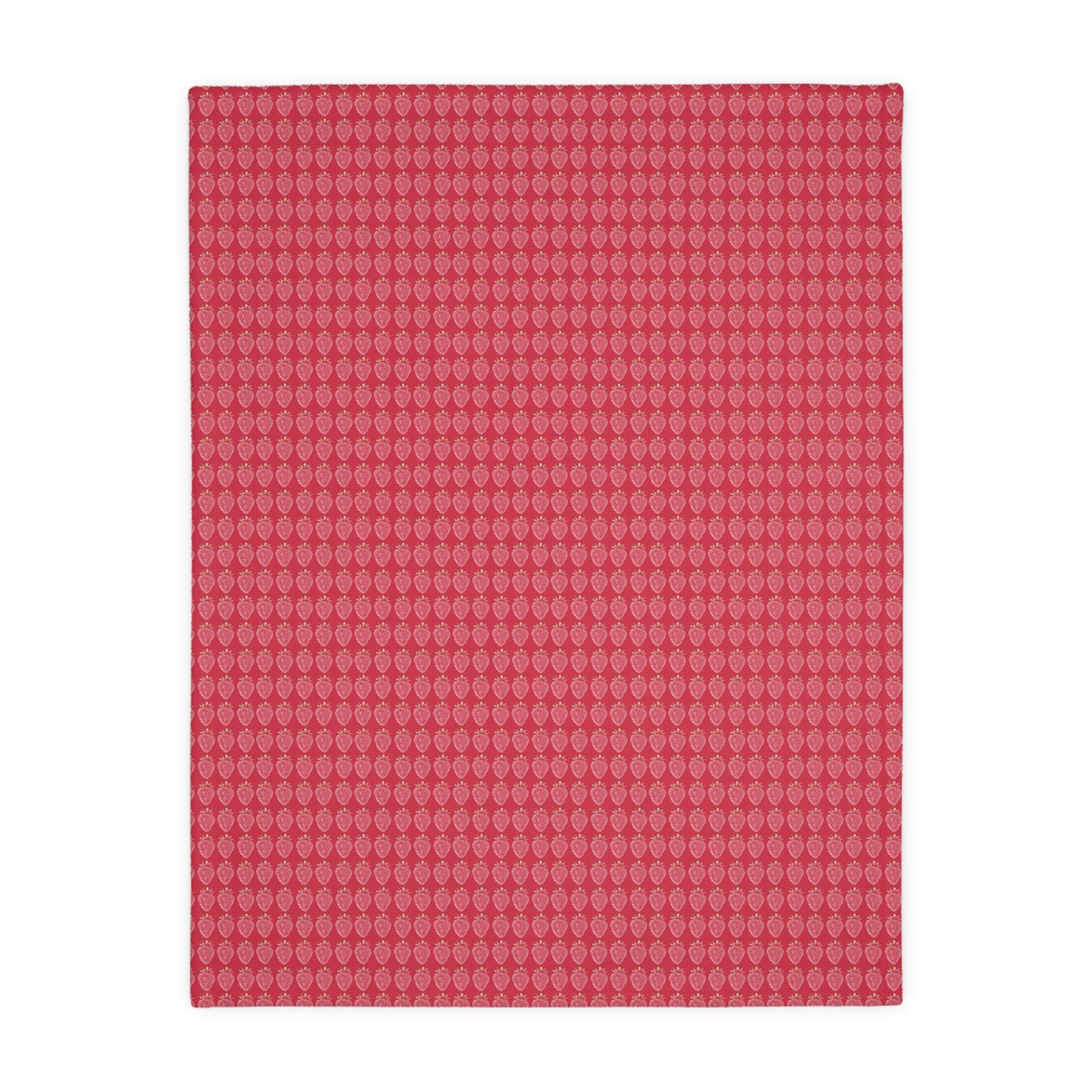 Cozy Velveteen Microfiber Blanket - Strawberry Stamp print