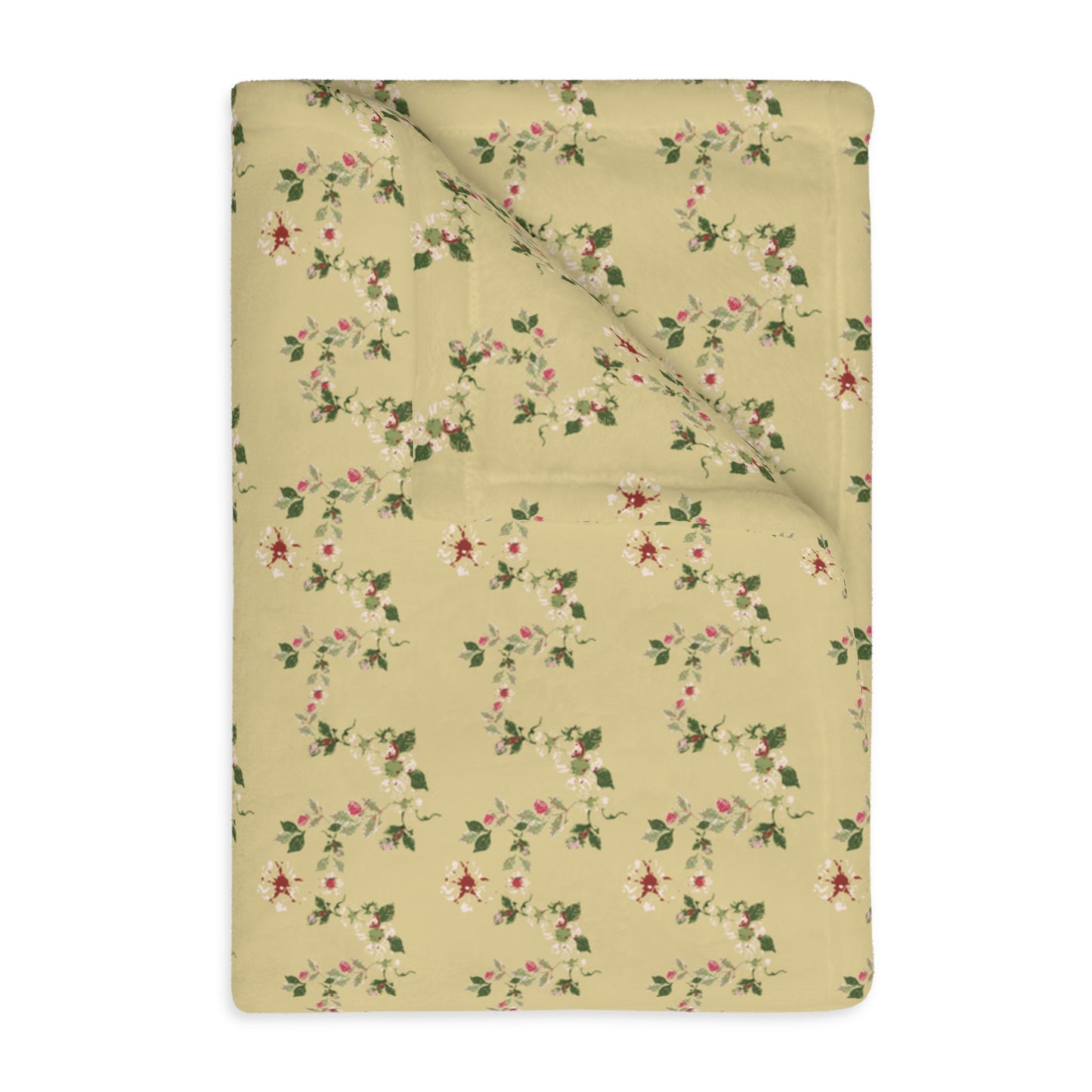 Cozy Floral Velveteen Microfiber Blanket - Cottage Vine print
