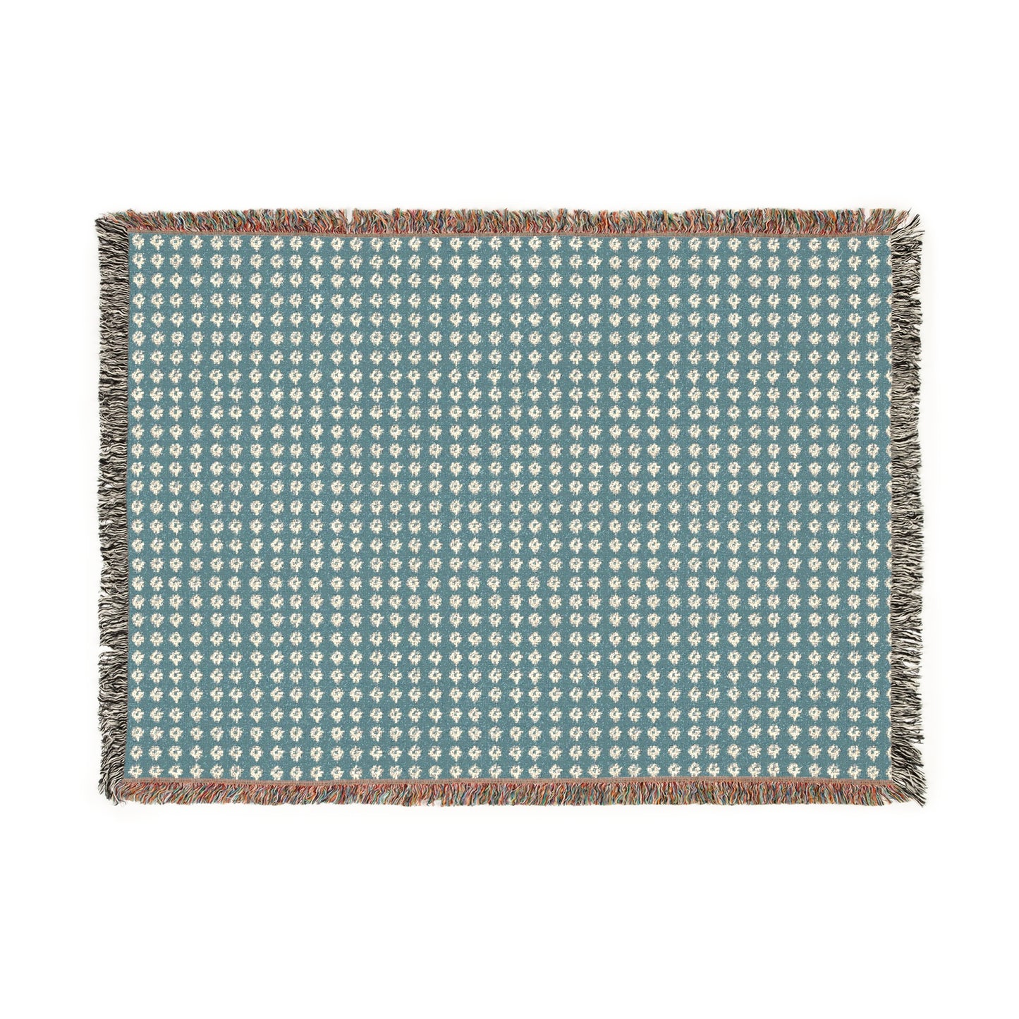 Cozy Woven Blanket - Denim Geo Star print