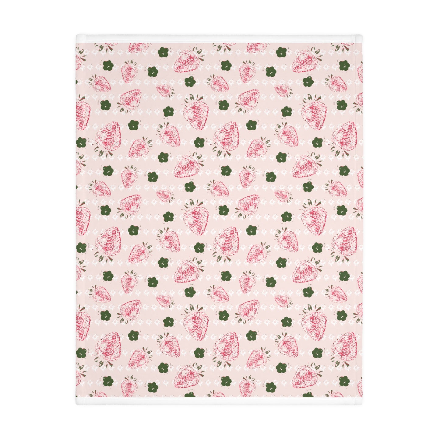 Cozy Velveteen Microfiber Blanket with Retro Strawberry print